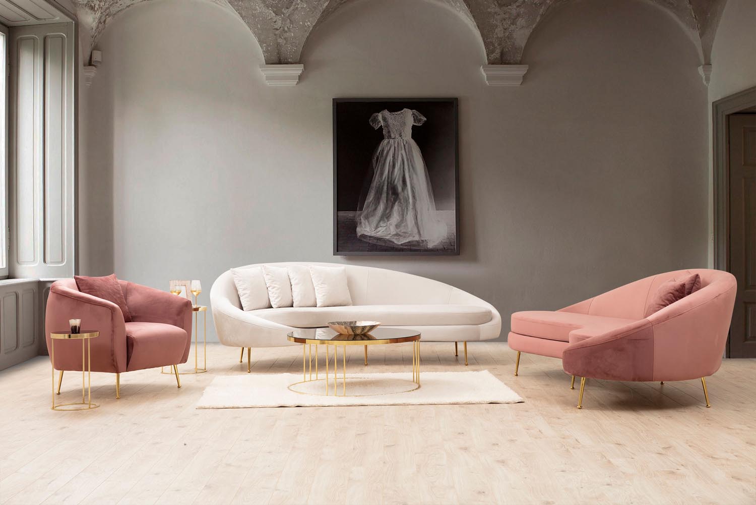 Eses Left - Beige in Beige präsentiert im Onlineshop von KAQTU Design AG. 3er Sofa ist von Atelier Del Sofa