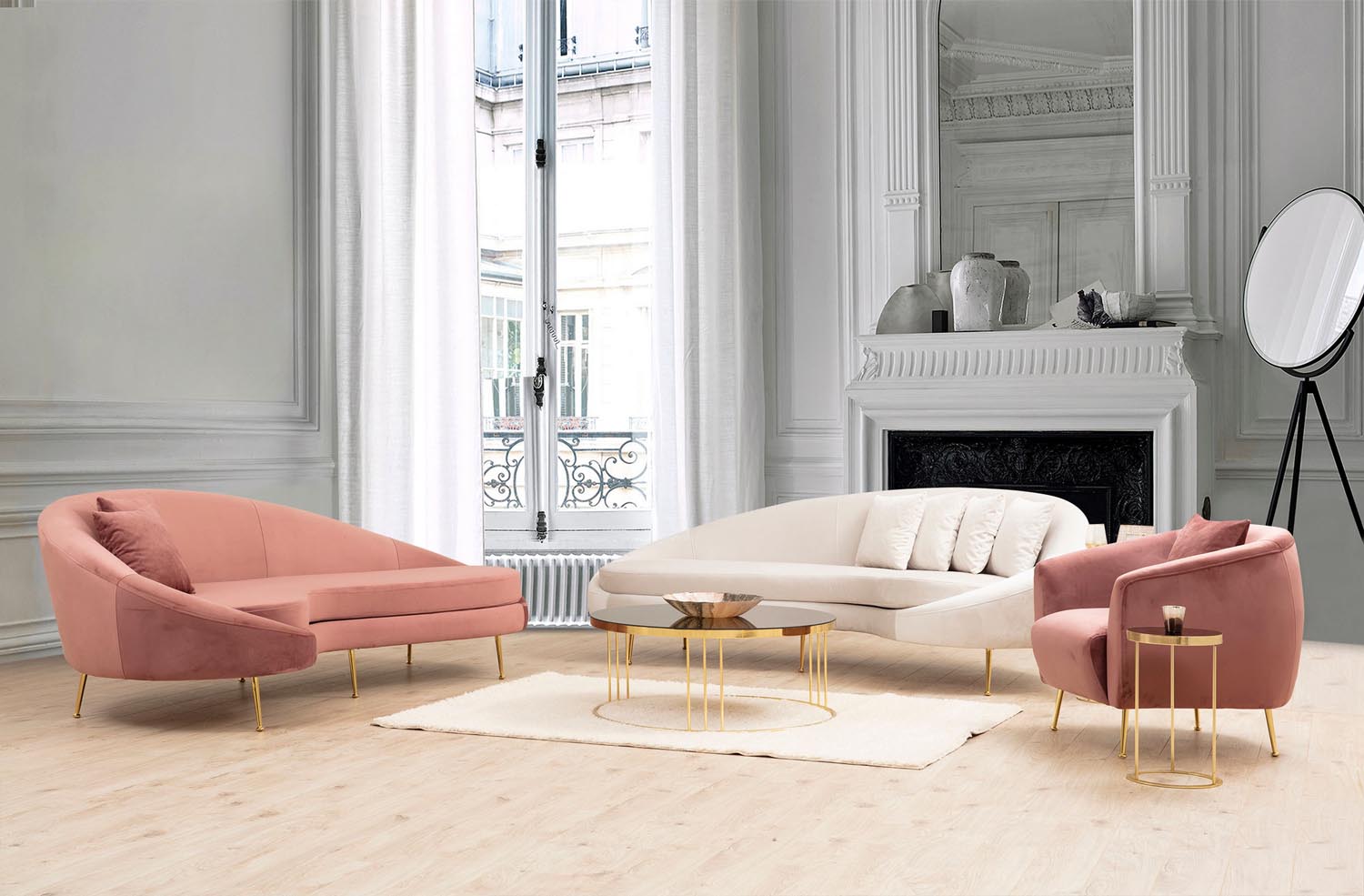 Eses Right - Beige in Beige präsentiert im Onlineshop von KAQTU Design AG. 3er Sofa ist von Atelier Del Sofa
