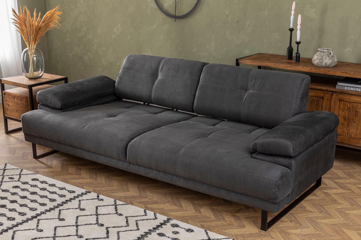 Mustang - Anthracite in Anthrazit präsentiert im Onlineshop von KAQTU Design AG. Bettsofa ist von Atelier Del Sofa