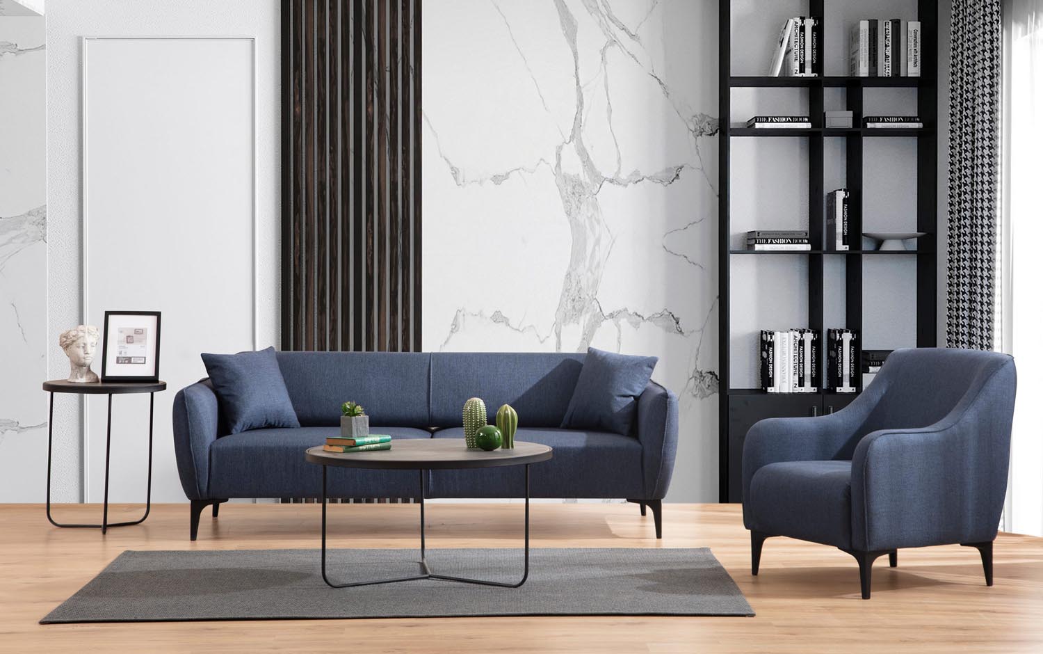 Belissimo - Blue in Blau präsentiert im Onlineshop von KAQTU Design AG. 3er Sofa ist von Atelier Del Sofa