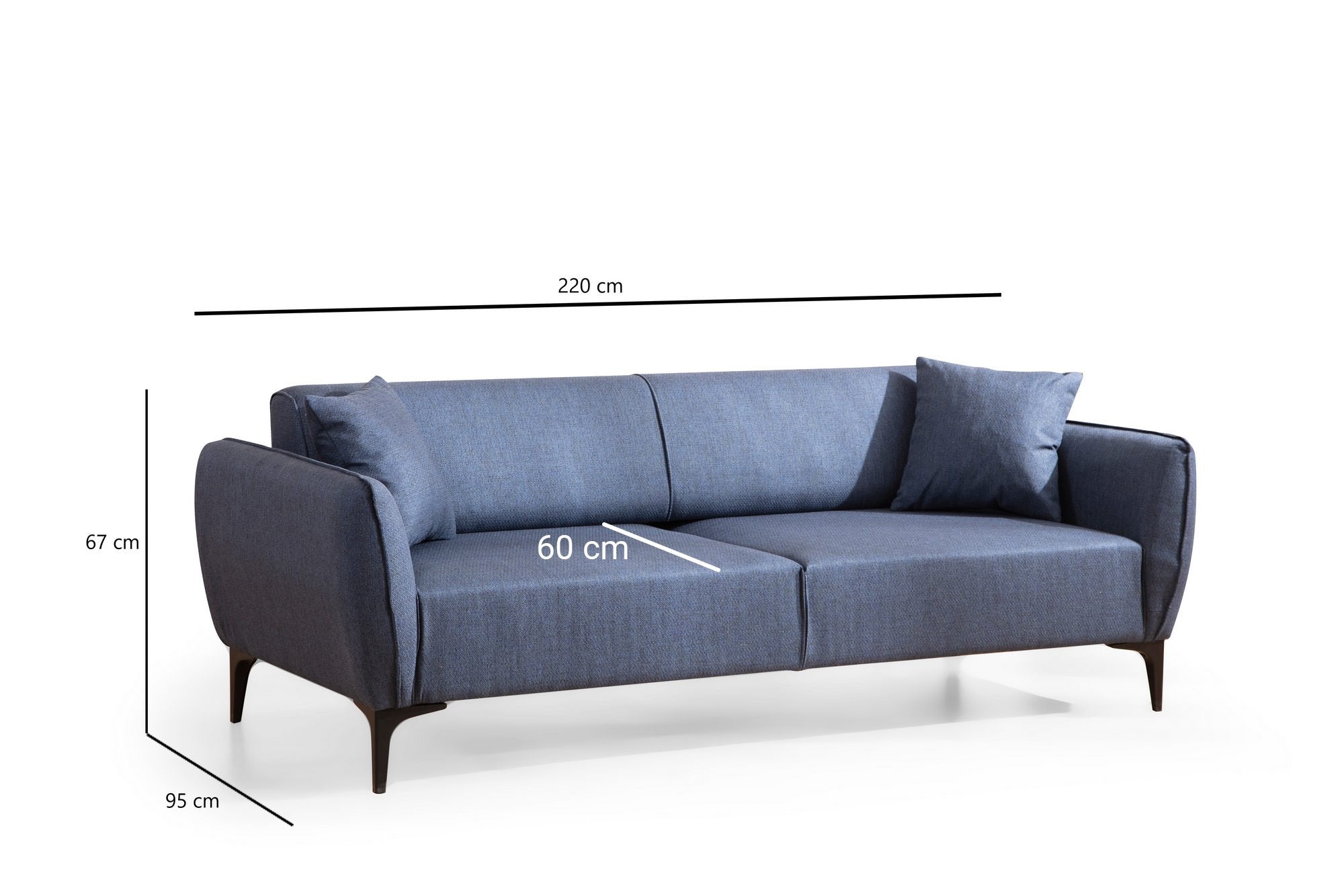Belissimo - Blue in Blau präsentiert im Onlineshop von KAQTU Design AG. 3er Sofa ist von Atelier Del Sofa