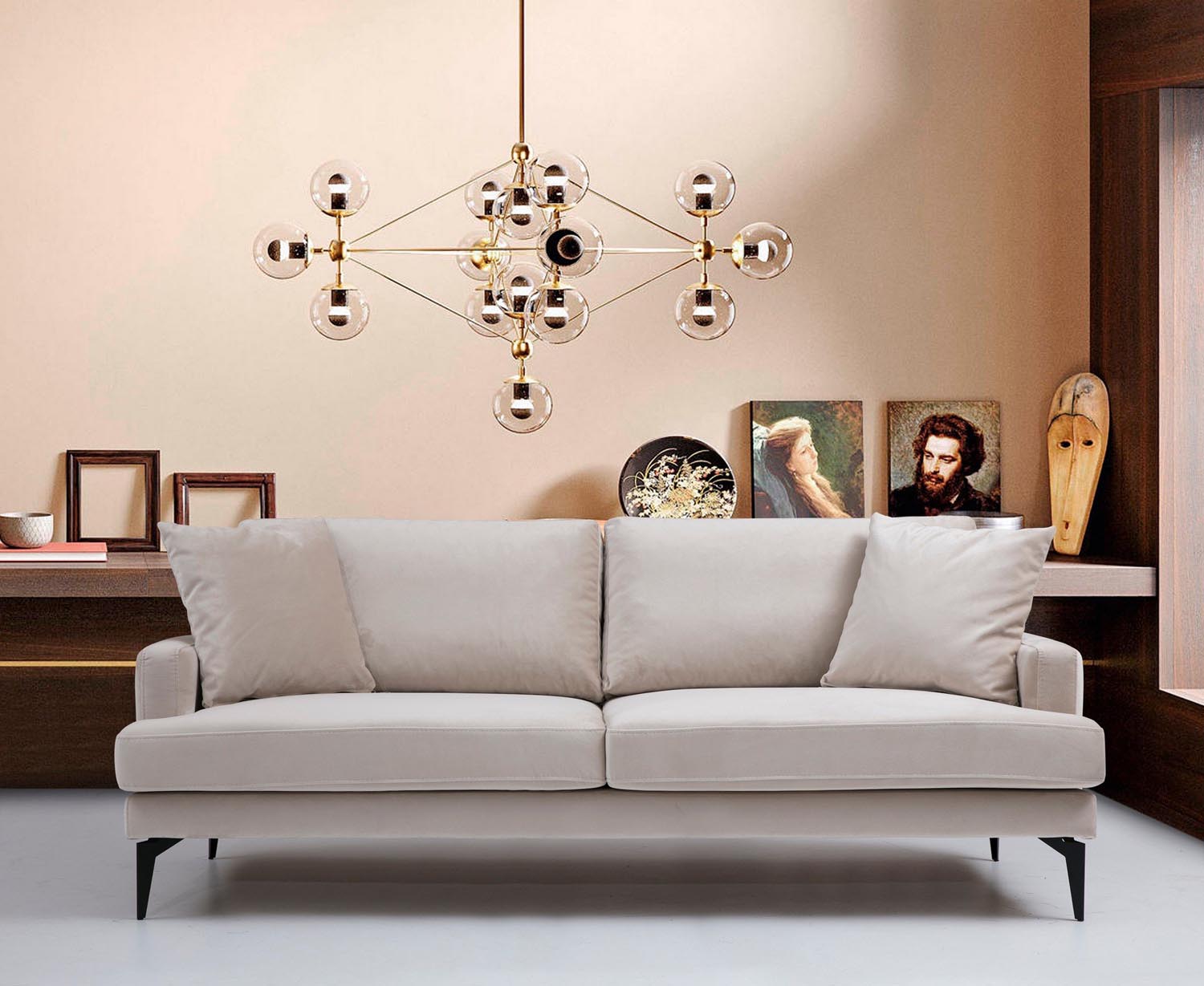 Papira 2 Seater - Beige in Beige präsentiert im Onlineshop von KAQTU Design AG. 2er Sofa ist von Atelier Del Sofa