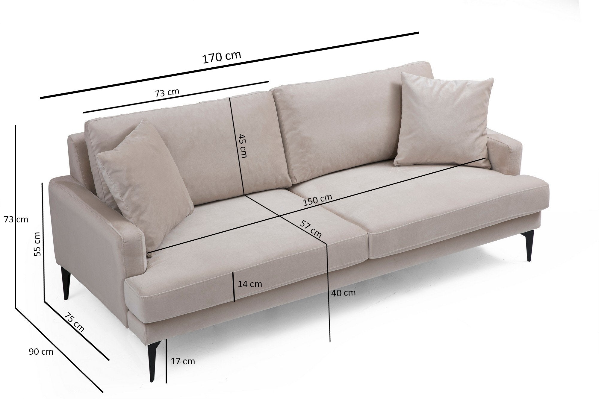 Papira 2 Seater - Beige in Beige präsentiert im Onlineshop von KAQTU Design AG. 2er Sofa ist von Atelier Del Sofa