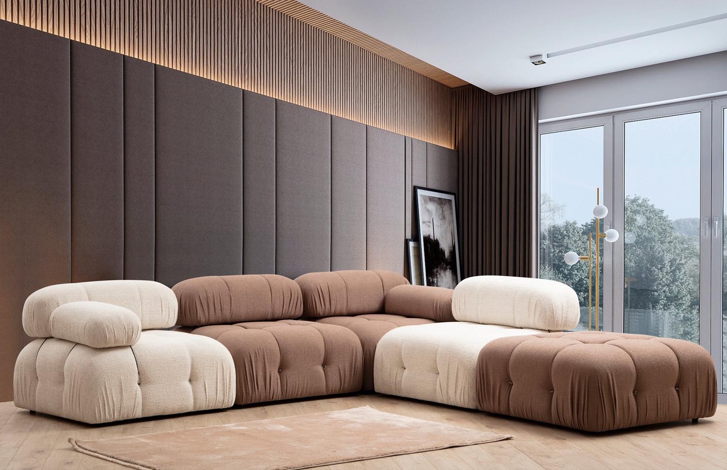 Bubble 1R - Cream Bouclette in Sahne präsentiert im Onlineshop von KAQTU Design AG. Modulares Sofa ist von Atelier Del Sofa