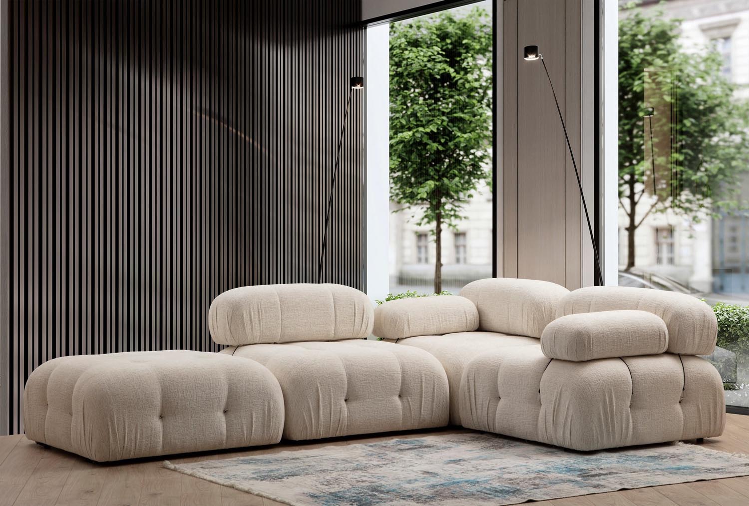 Bubble 1R - Cream Bouclette in Sahne präsentiert im Onlineshop von KAQTU Design AG. Modulares Sofa ist von Atelier Del Sofa