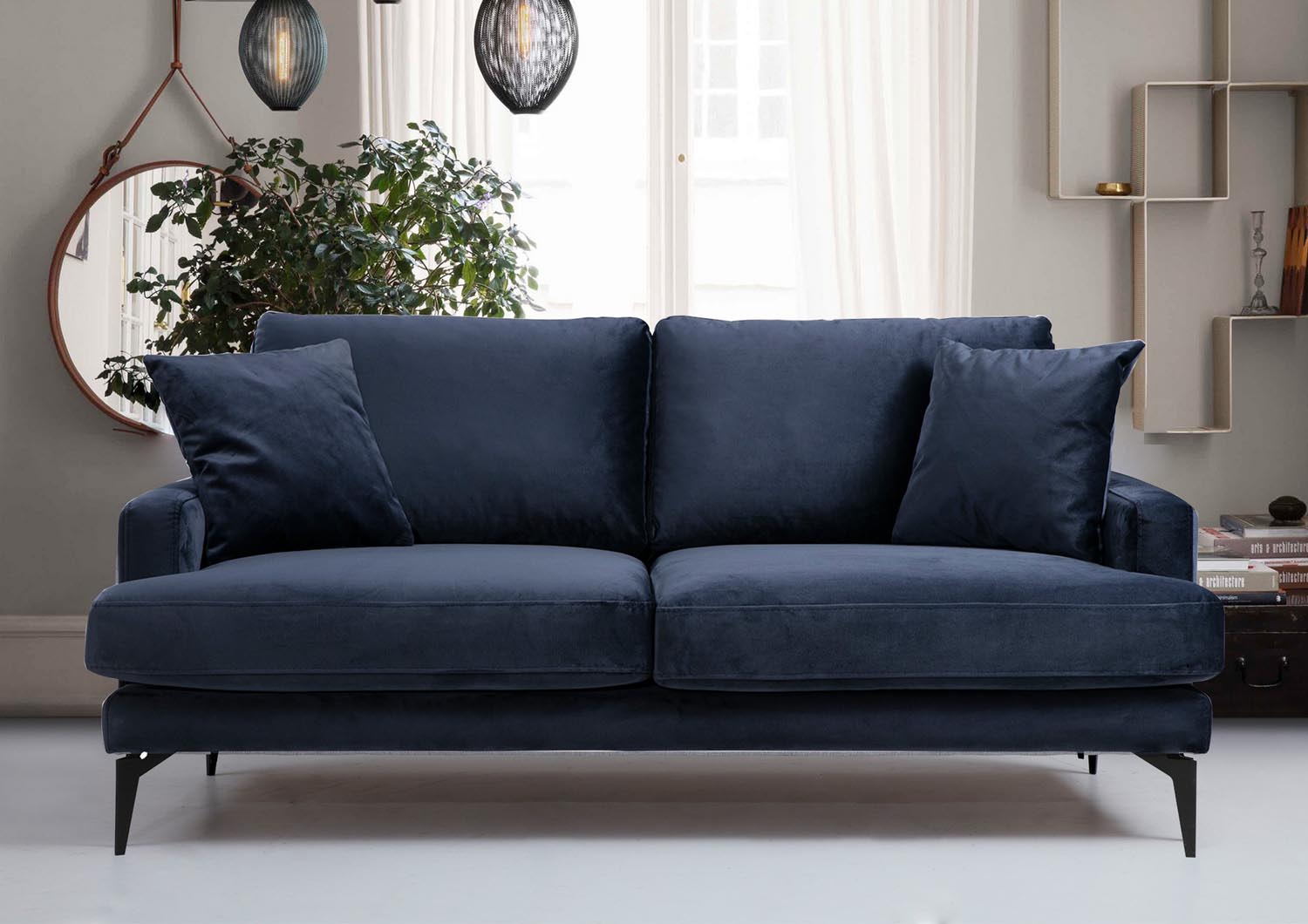 Papira 2 Seater - Navy Blue in Marineblau präsentiert im Onlineshop von KAQTU Design AG. 2er Sofa ist von Atelier Del Sofa