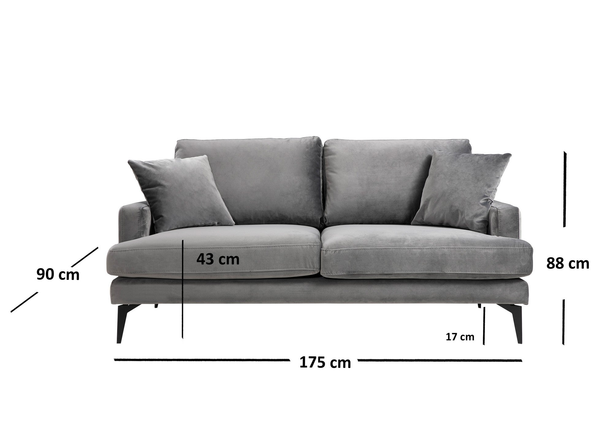 Papira 2 Seater - Grey in Grau präsentiert im Onlineshop von KAQTU Design AG. 2er Sofa ist von Atelier Del Sofa