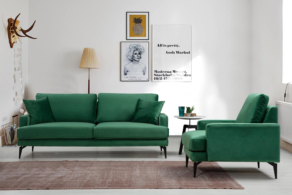 Papira 2 Sitzer Sofa - Grün in Grün präsentiert im Onlineshop von KAQTU Design AG. 2er Sofa ist von Atelier Del Sofa