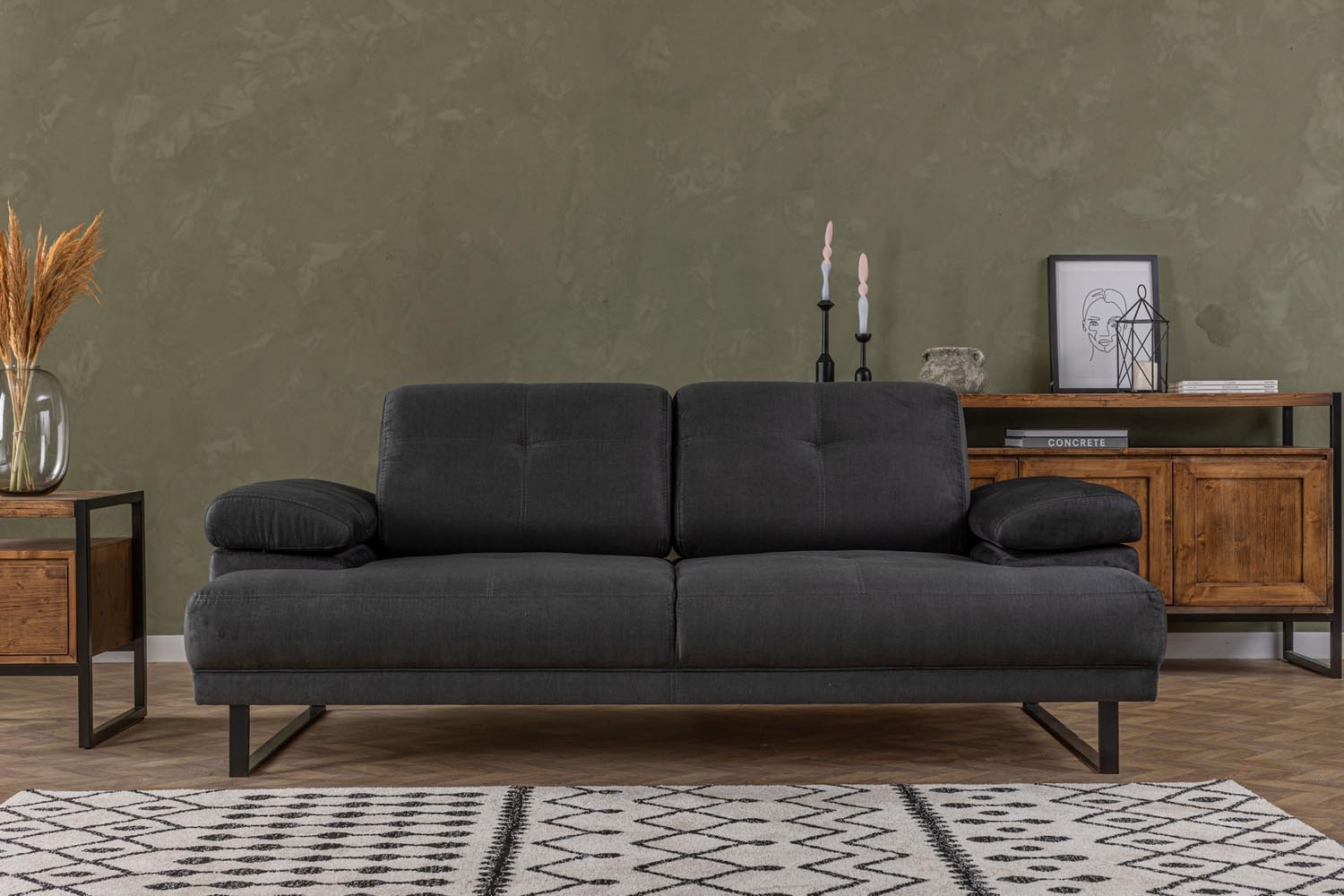 Mustang - Anthracite in Anthrazit präsentiert im Onlineshop von KAQTU Design AG. Bettsofa ist von Atelier Del Sofa