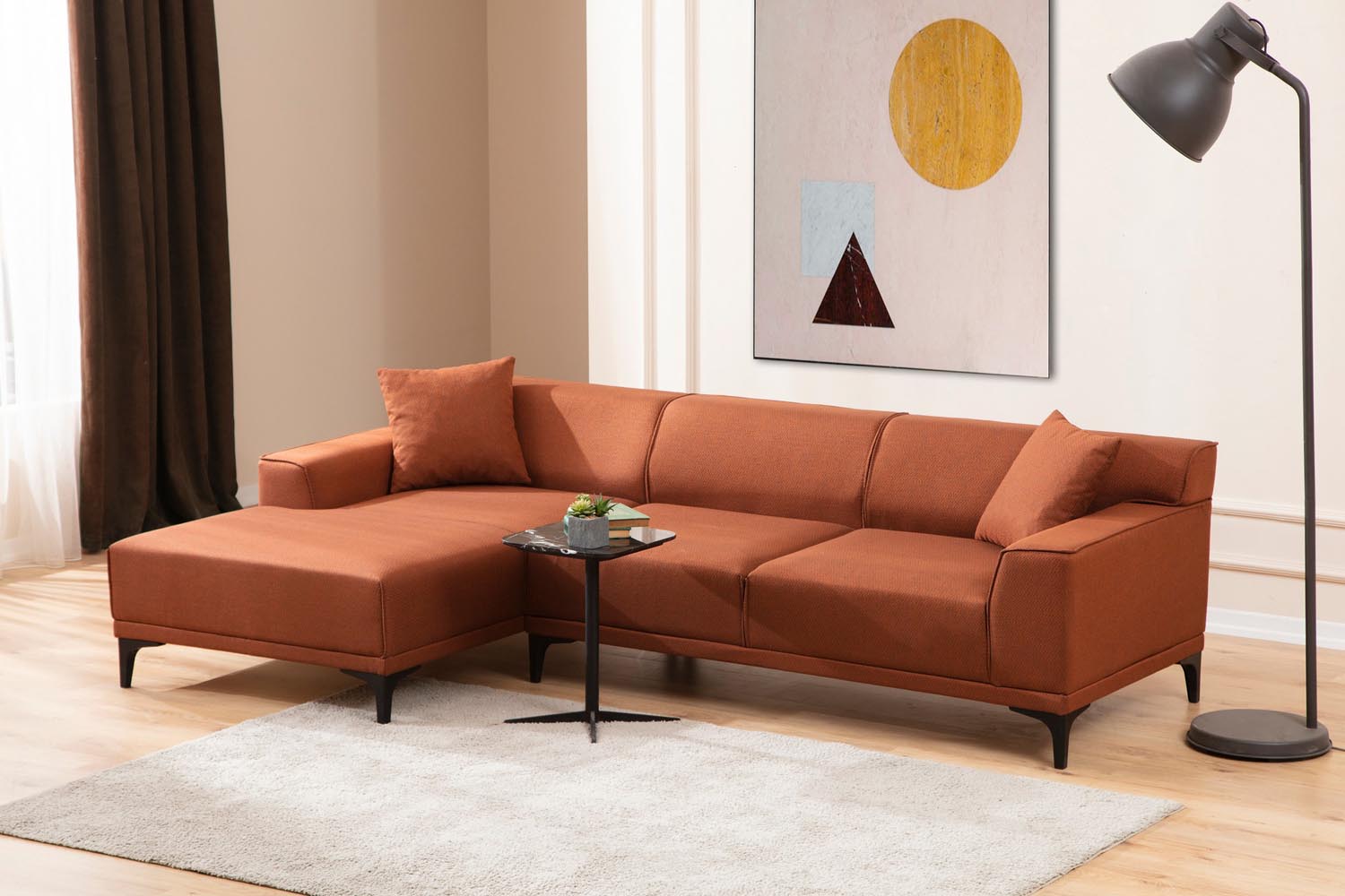 Petra L Corner - Orange in Orange präsentiert im Onlineshop von KAQTU Design AG. Ecksofa ist von Atelier Del Sofa