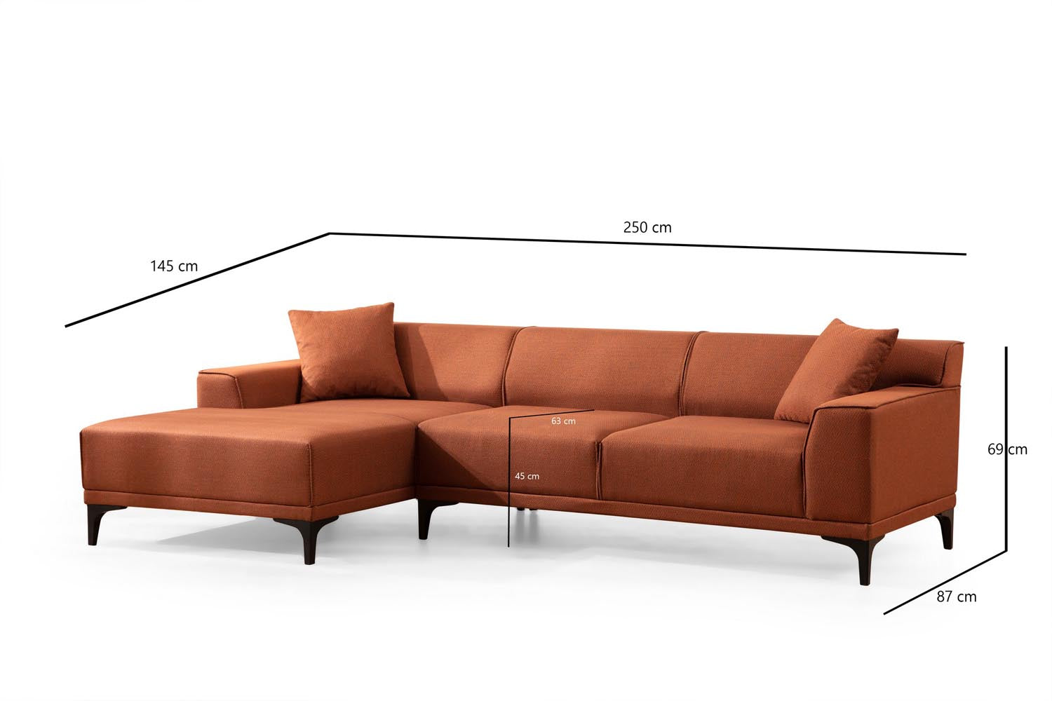 Petra L Corner - Orange in Orange präsentiert im Onlineshop von KAQTU Design AG. Ecksofa ist von Atelier Del Sofa