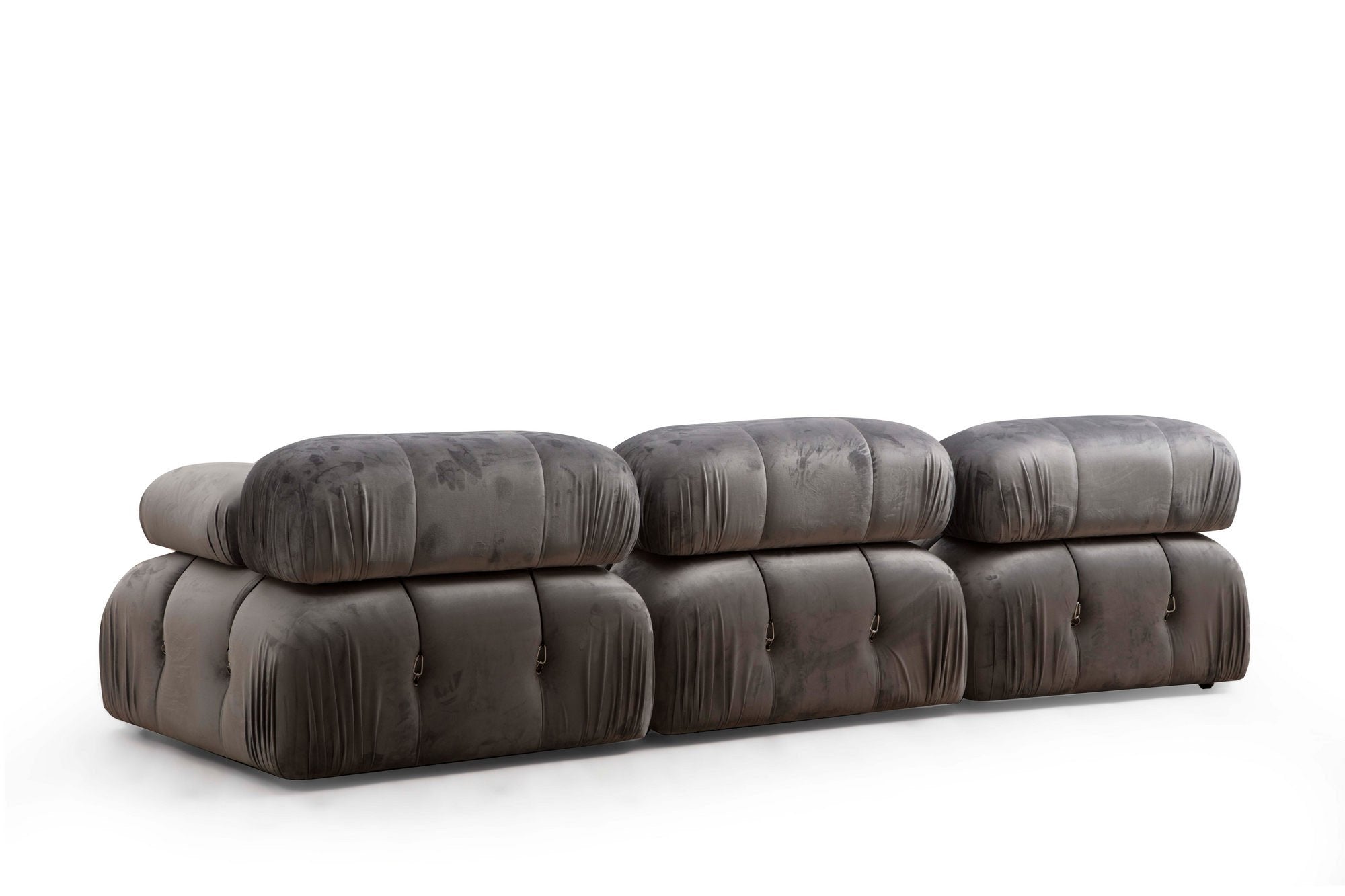 Bubble Corner ( L1-O1-1R -Puf) - Grey in Grau präsentiert im Onlineshop von KAQTU Design AG. Ecksofa ist von Atelier Del Sofa