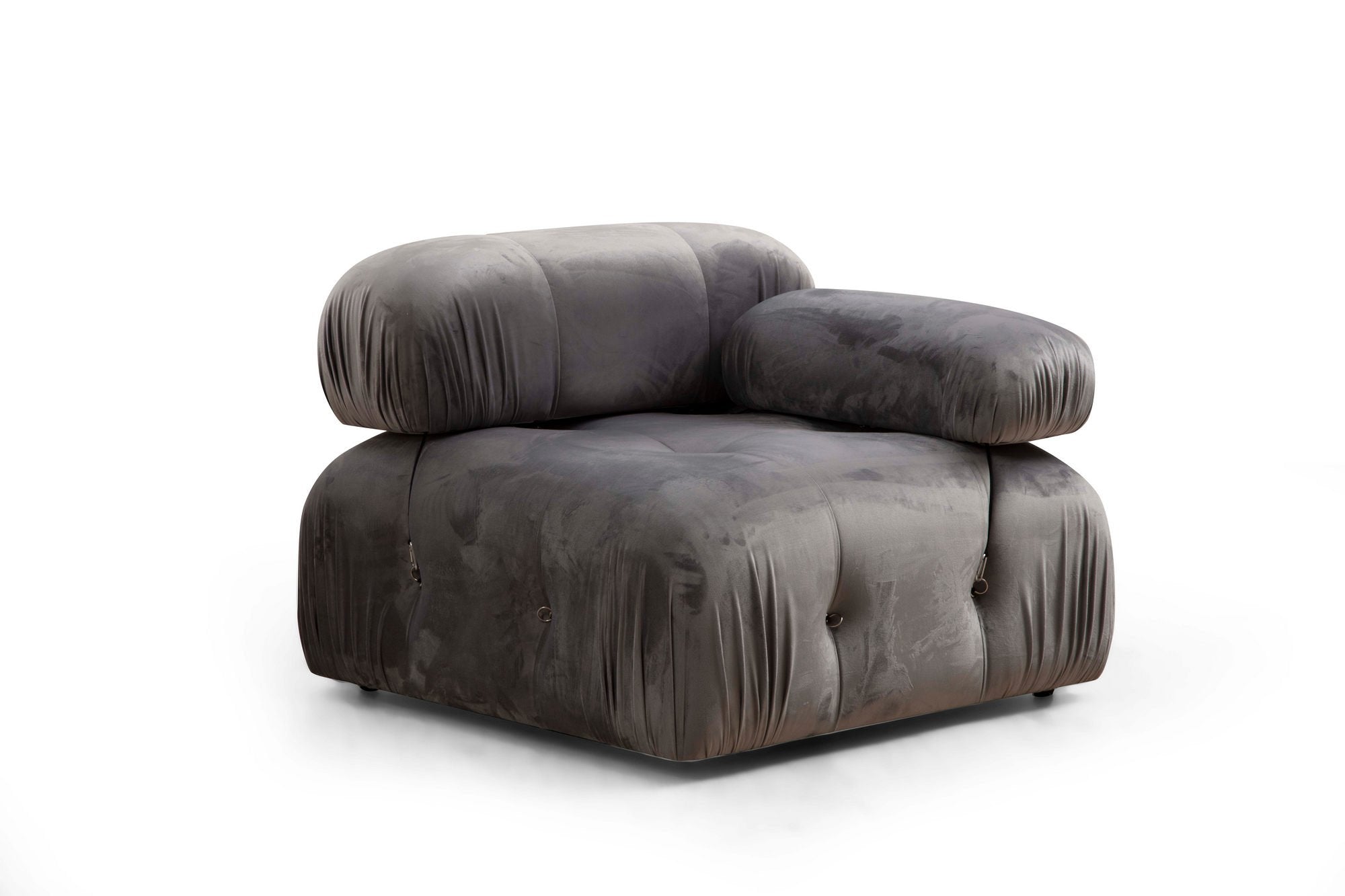 Bubble Corner ( L1-O1-1R -Puf) - Grey in Grau präsentiert im Onlineshop von KAQTU Design AG. Ecksofa ist von Atelier Del Sofa