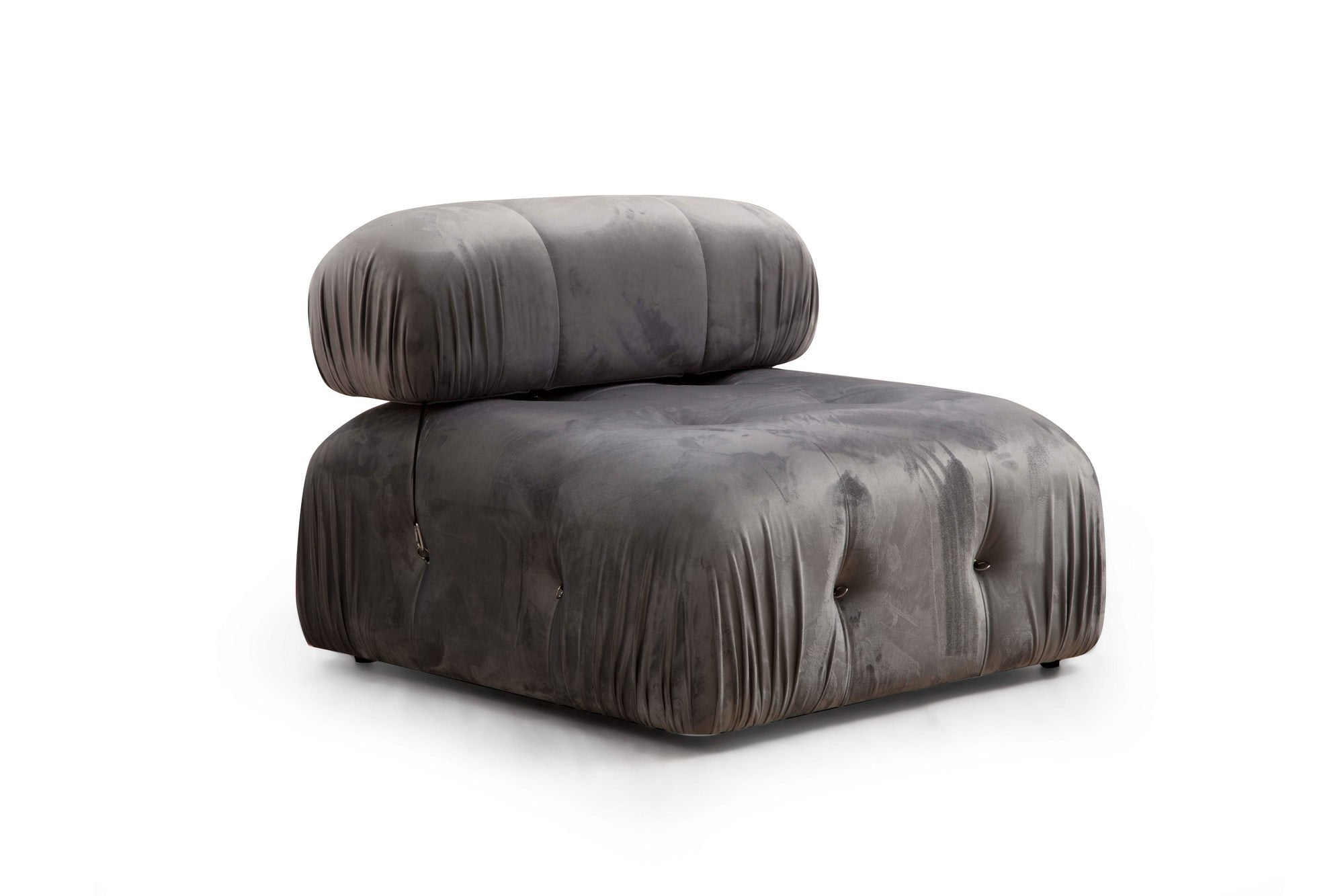 Bubble Corner ( L1-O1-1R -Puf) - Grey in Grau präsentiert im Onlineshop von KAQTU Design AG. Ecksofa ist von Atelier Del Sofa