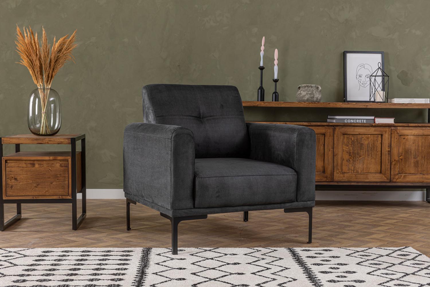 Mustang - Anthracite in Anthrazit präsentiert im Onlineshop von KAQTU Design AG. Sesel ist von Atelier Del Sofa