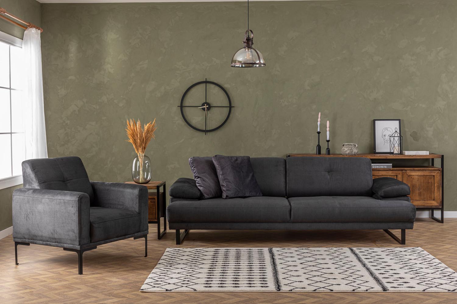 Mustang - Anthracite in Anthrazit präsentiert im Onlineshop von KAQTU Design AG. Sesel ist von Atelier Del Sofa
