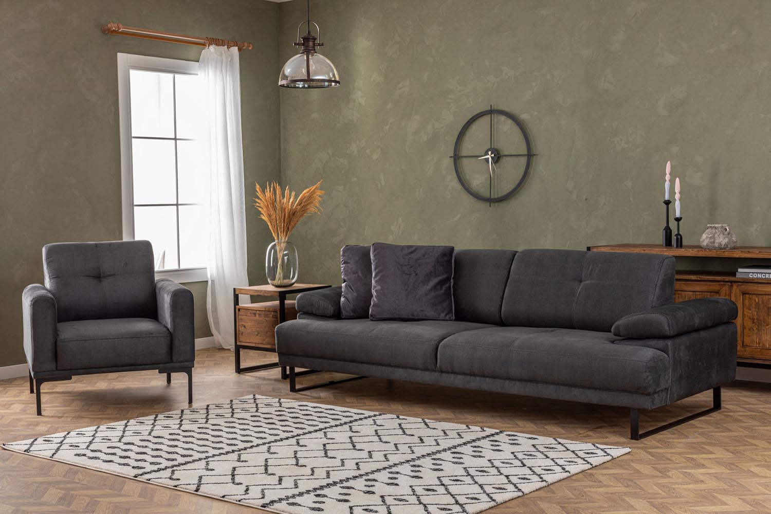 Mustang - Anthracite in Anthrazit präsentiert im Onlineshop von KAQTU Design AG. Sesel ist von Atelier Del Sofa
