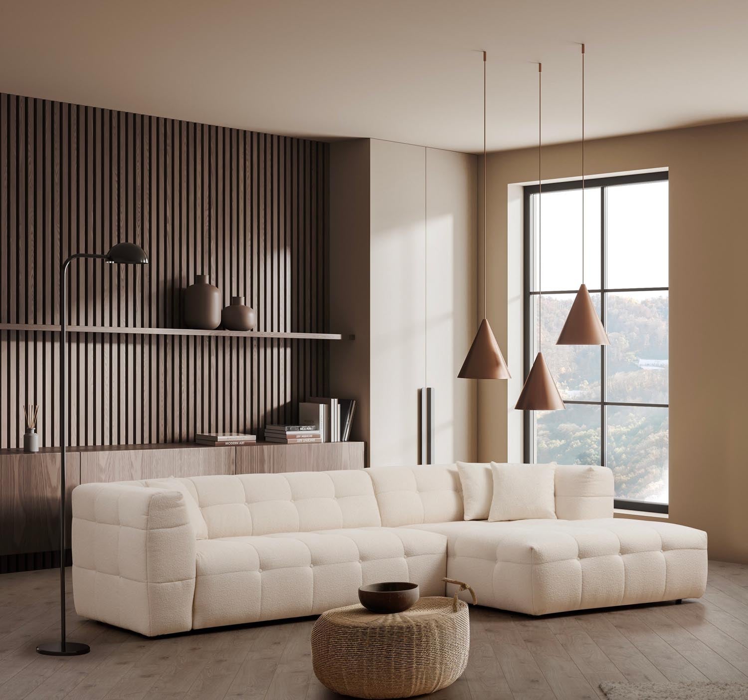 Cady 3 Seater Right - Beige in Beige präsentiert im Onlineshop von KAQTU Design AG. Ecksofa ist von Atelier Del Sofa