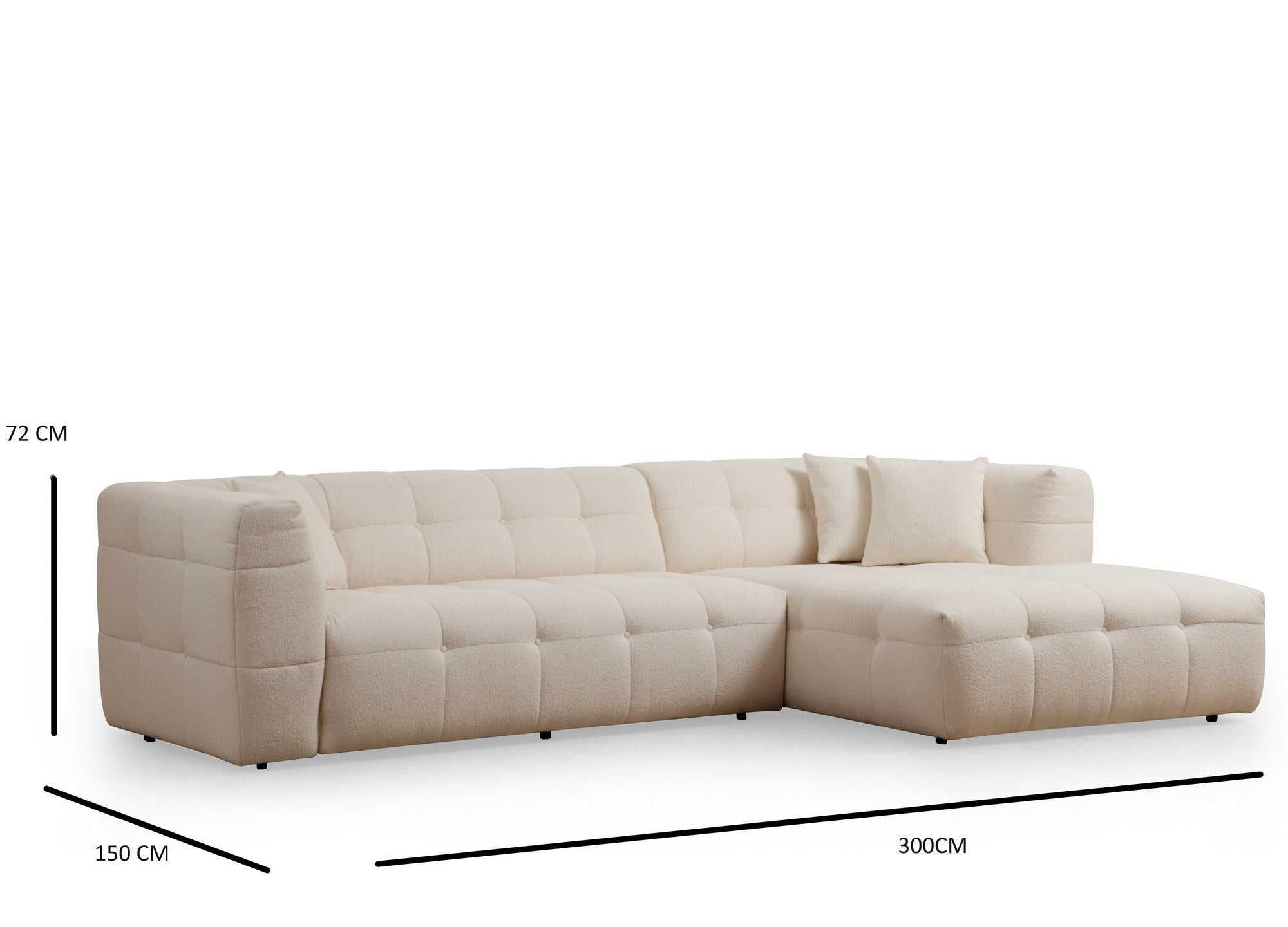 Cady 3 Seater Right - Beige in Beige präsentiert im Onlineshop von KAQTU Design AG. Ecksofa ist von Atelier Del Sofa