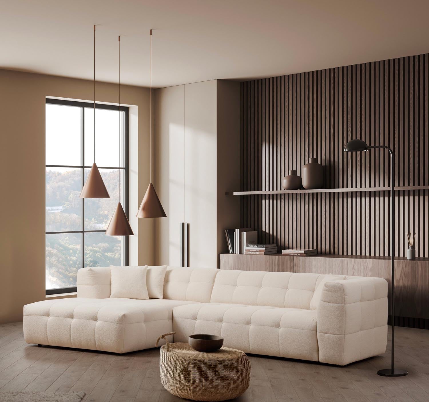 Cady 3 Seater Left - Beige in Beige präsentiert im Onlineshop von KAQTU Design AG. Ecksofa ist von Atelier Del Sofa
