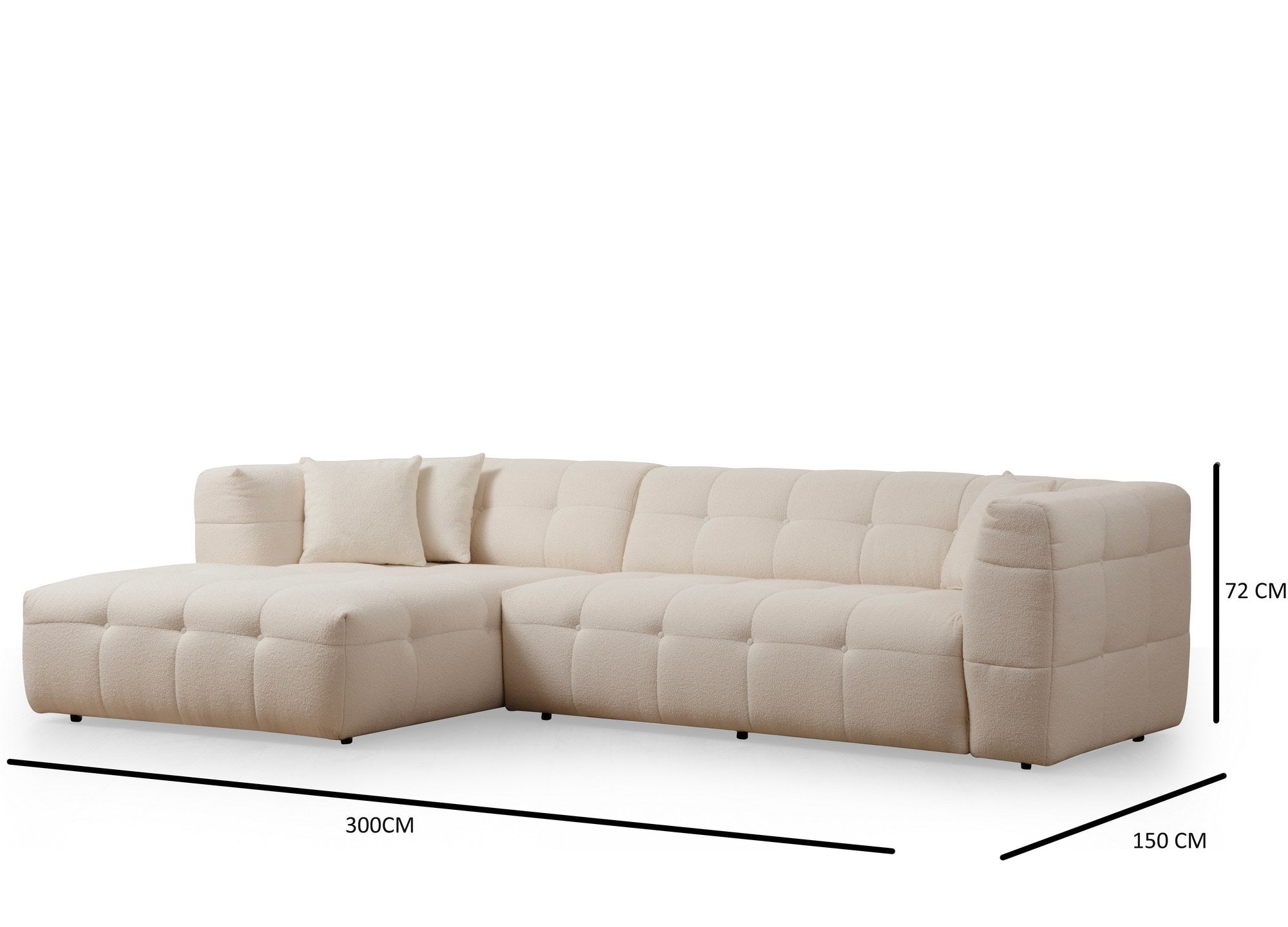 Cady 3 Seater Left - Beige in Beige präsentiert im Onlineshop von KAQTU Design AG. Ecksofa ist von Atelier Del Sofa