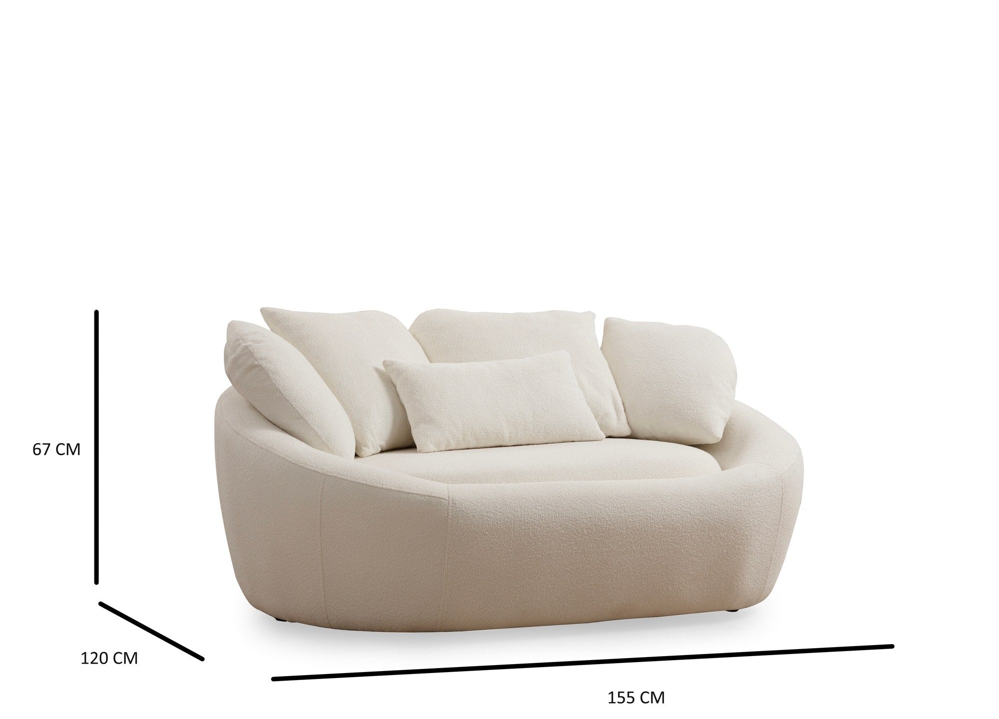 Midye - Love Seat in Sahne präsentiert im Onlineshop von KAQTU Design AG. 2er Sofa ist von Atelier Del Sofa