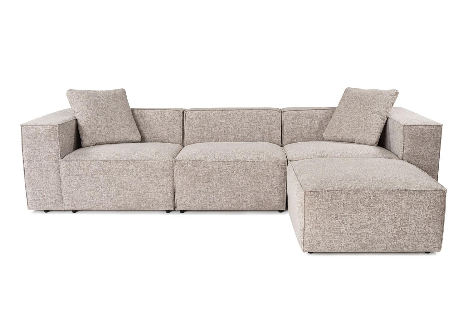 Lora (L1-O1-1R-POUFFE ) - Mocha in Mokka präsentiert im Onlineshop von KAQTU Design AG. Ecksofa ist von Atelier Del Sofa