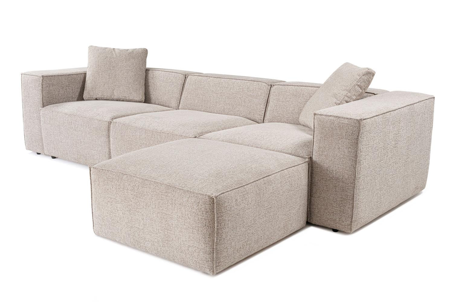 Lora (L1-O1-1R-POUFFE ) - Mocha in Mokka präsentiert im Onlineshop von KAQTU Design AG. Ecksofa ist von Atelier Del Sofa