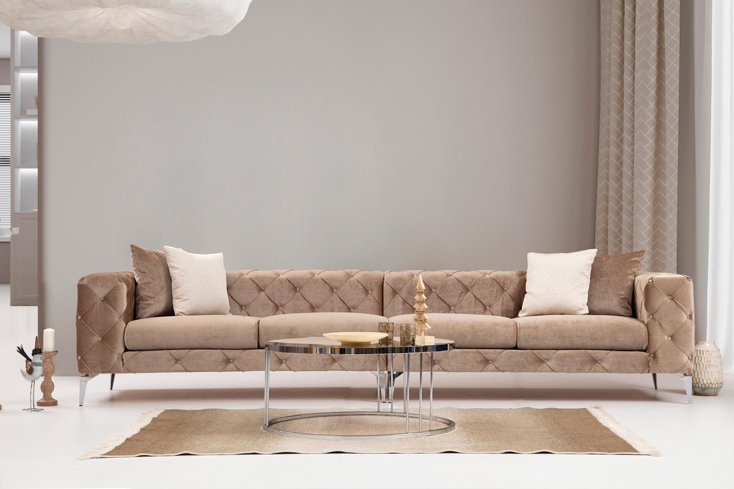 Como - Dark Cream in Dunkle Creme präsentiert im Onlineshop von KAQTU Design AG. 4er Sofa ist von Atelier Del Sofa