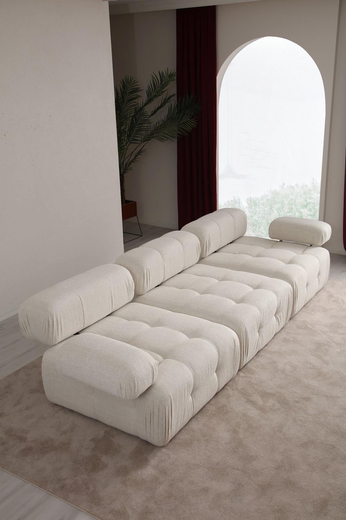 Doblo 3 Seater ( L1-O1-1R) - Cream Bouclette in Sahne präsentiert im Onlineshop von KAQTU Design AG. 3er Sofa ist von Atelier Del Sofa