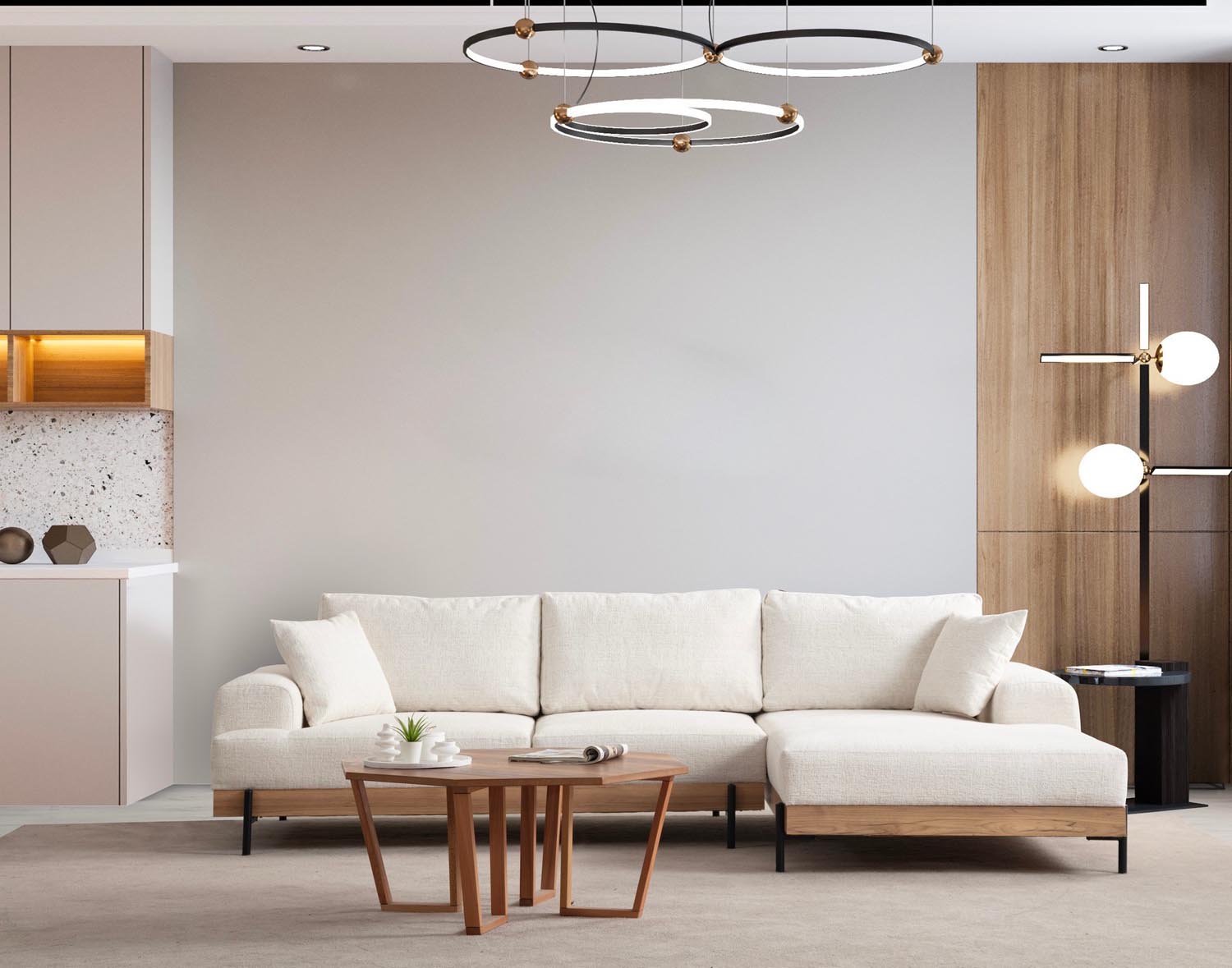 Eti Oak Right - White in Weiss präsentiert im Onlineshop von KAQTU Design AG. Ecksofa ist von Atelier Del Sofa