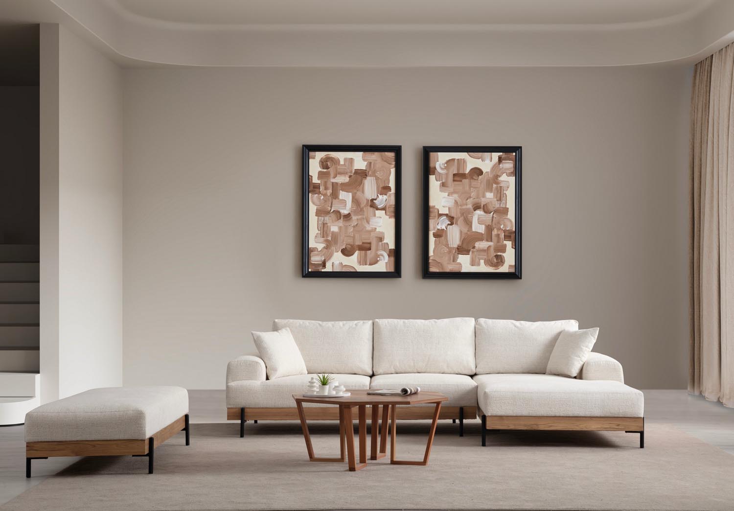 Eti Oak Right - White in Weiss präsentiert im Onlineshop von KAQTU Design AG. Ecksofa ist von Atelier Del Sofa