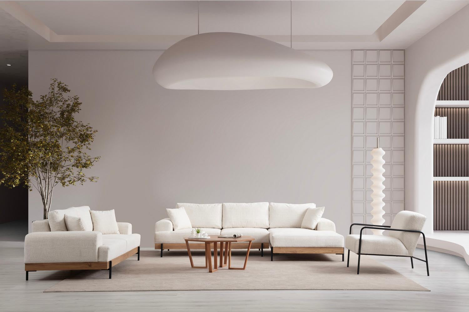 Eti Oak Right - White in Weiss präsentiert im Onlineshop von KAQTU Design AG. Ecksofa ist von Atelier Del Sofa