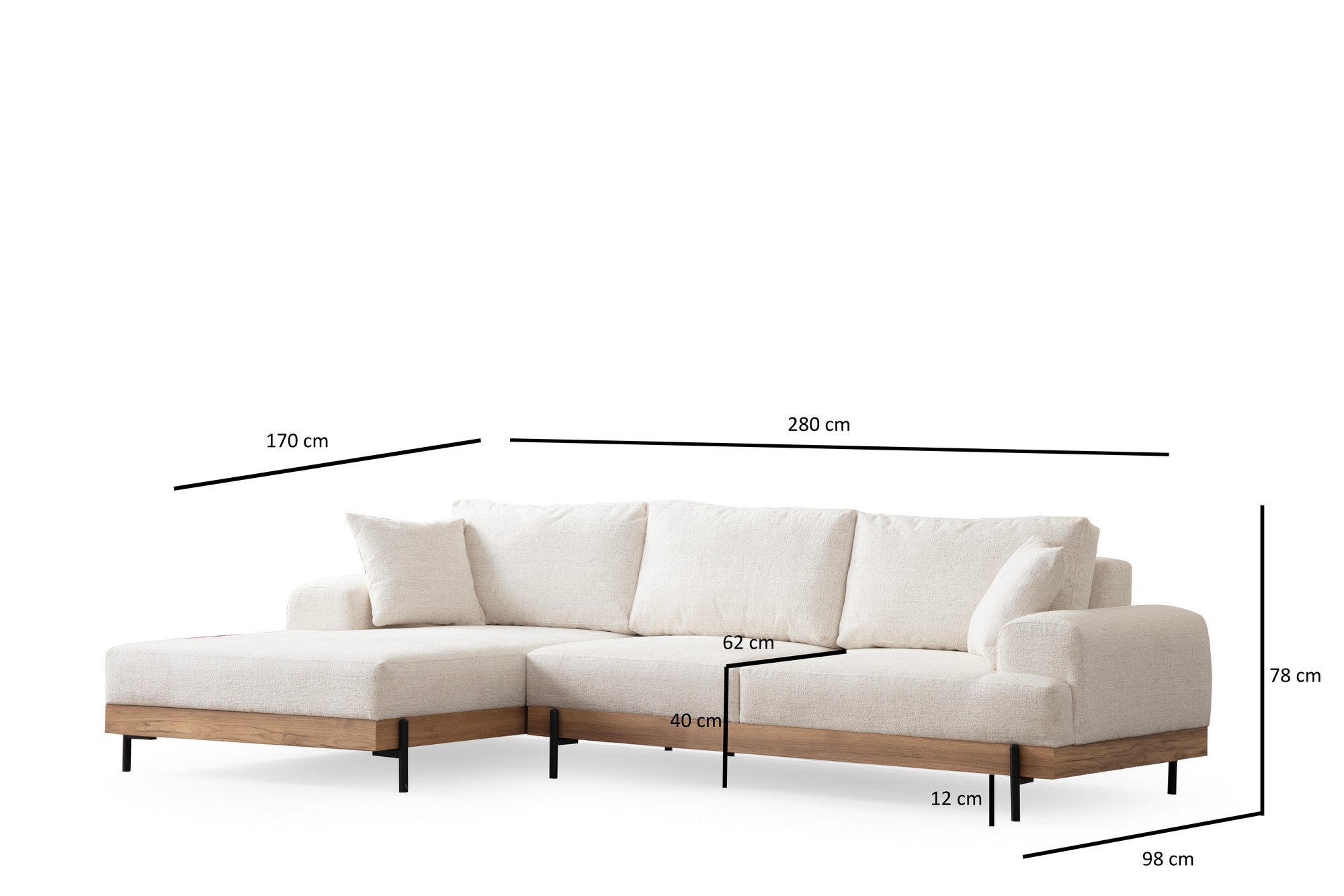 Eti Oak Left - White in Weiss präsentiert im Onlineshop von KAQTU Design AG. Ecksofa ist von Atelier Del Sofa