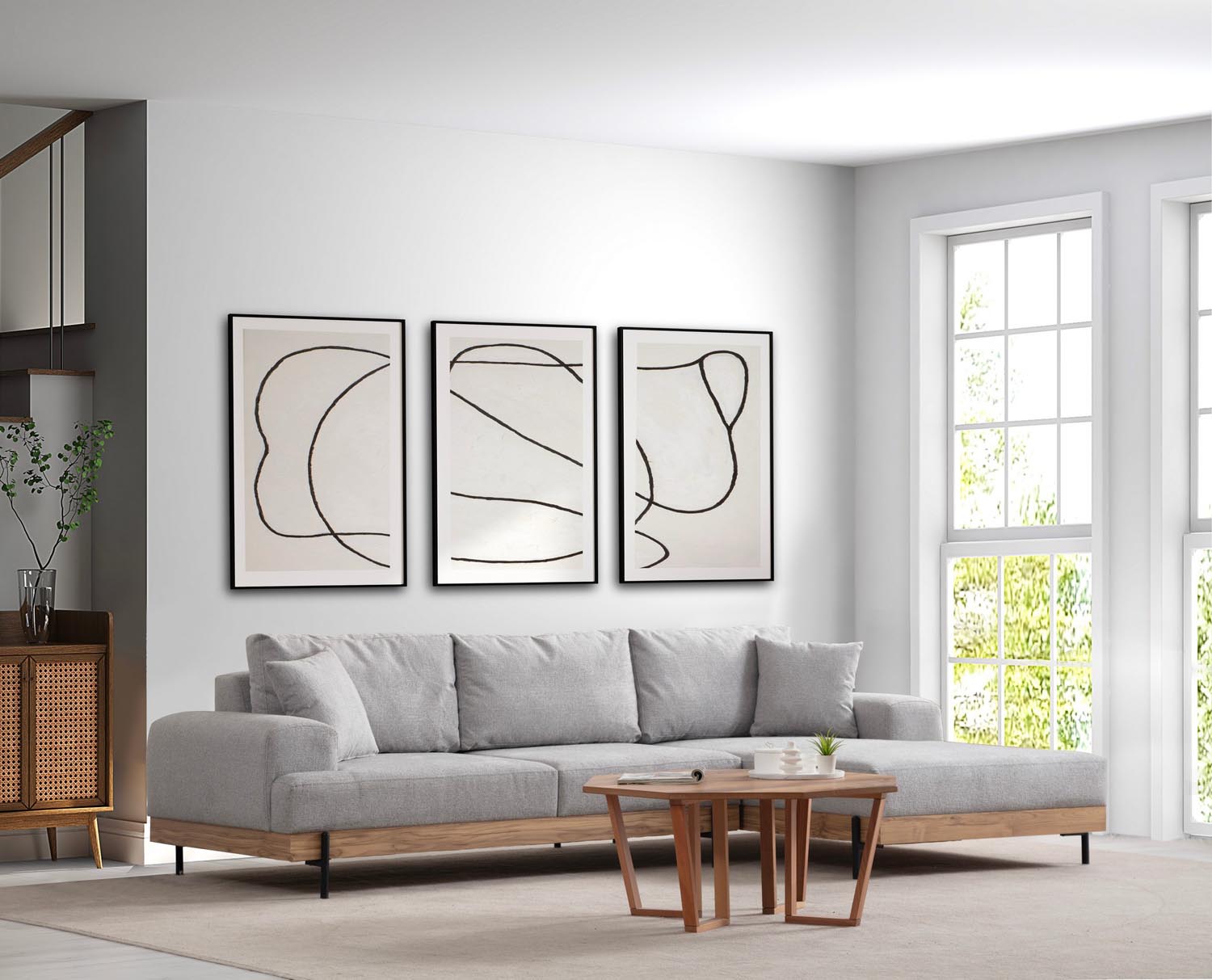 Eti Oak Right - Grey in Grau präsentiert im Onlineshop von KAQTU Design AG. Ecksofa ist von Atelier Del Sofa