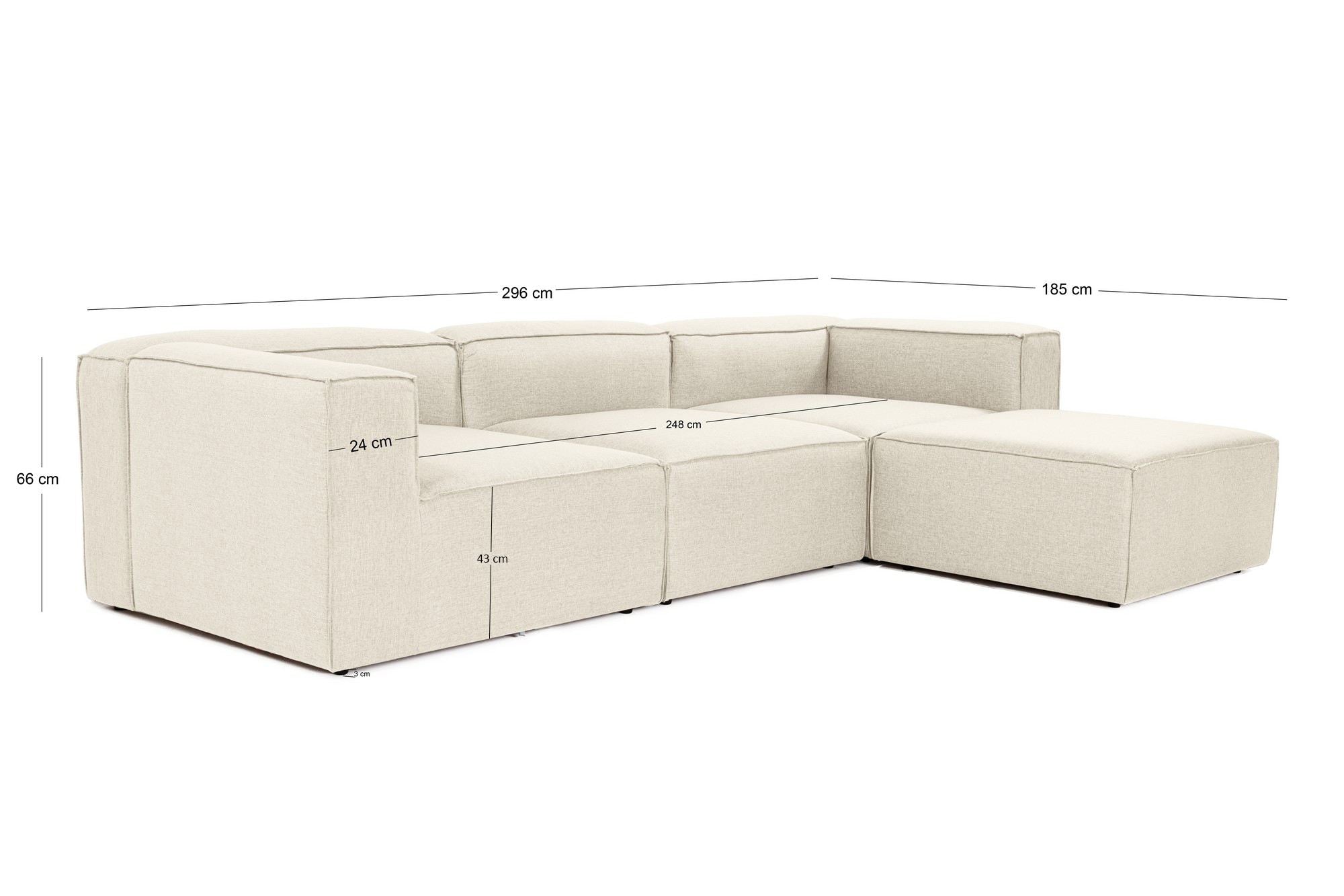 Fora - Ecru in Ecru präsentiert im Onlineshop von KAQTU Design AG. Ecksofa ist von Atelier Del Sofa
