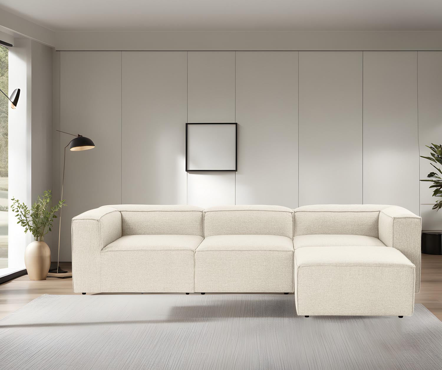 Fora - Ecru in Ecru präsentiert im Onlineshop von KAQTU Design AG. Ecksofa ist von Atelier Del Sofa