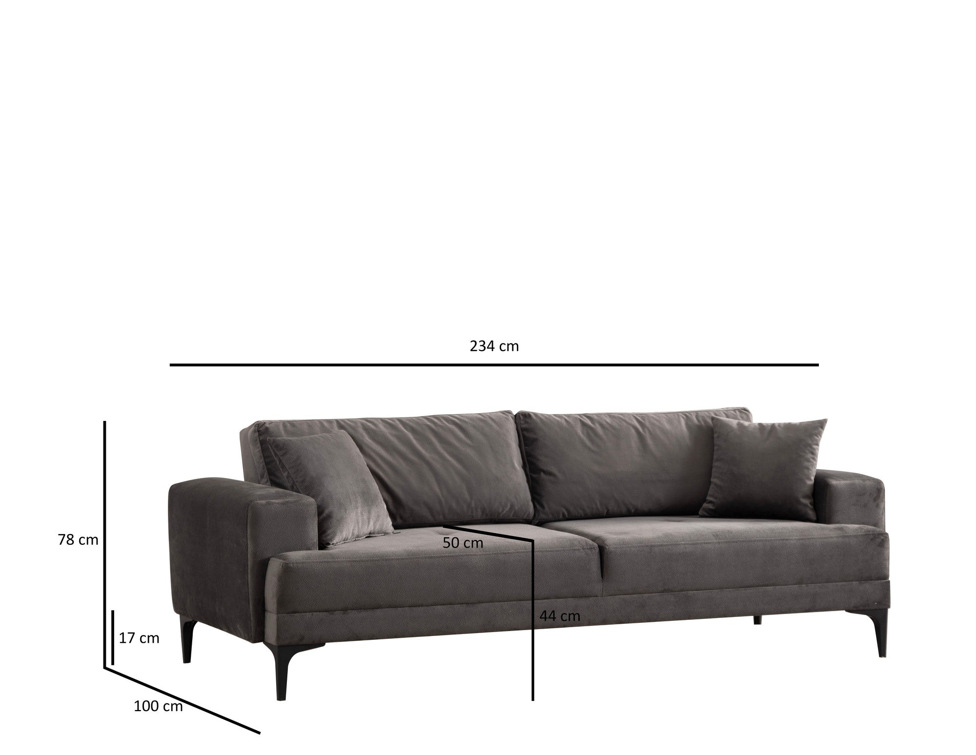 Astana 3 Seater - Anthracite in Anthrazit präsentiert im Onlineshop von KAQTU Design AG. 3er Sofa ist von Atelier Del Sofa