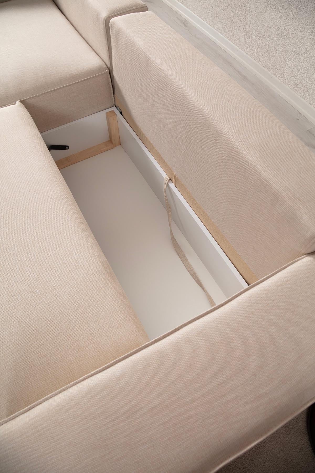 Pırlo Corner Left - Ecru in Ecru präsentiert im Onlineshop von KAQTU Design AG. Bettsofa ist von Atelier Del Sofa