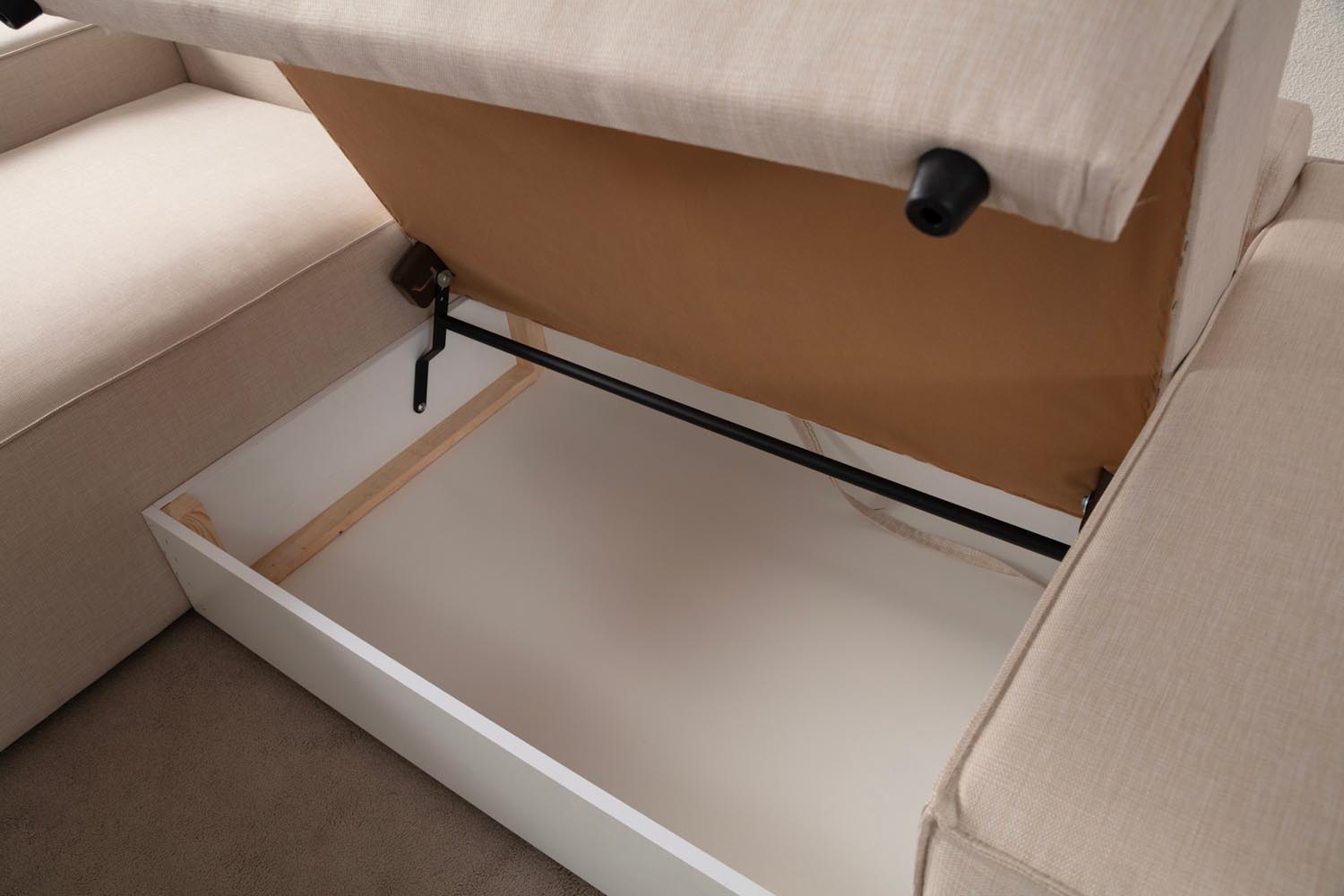Pırlo Corner Left - Ecru in Ecru präsentiert im Onlineshop von KAQTU Design AG. Bettsofa ist von Atelier Del Sofa