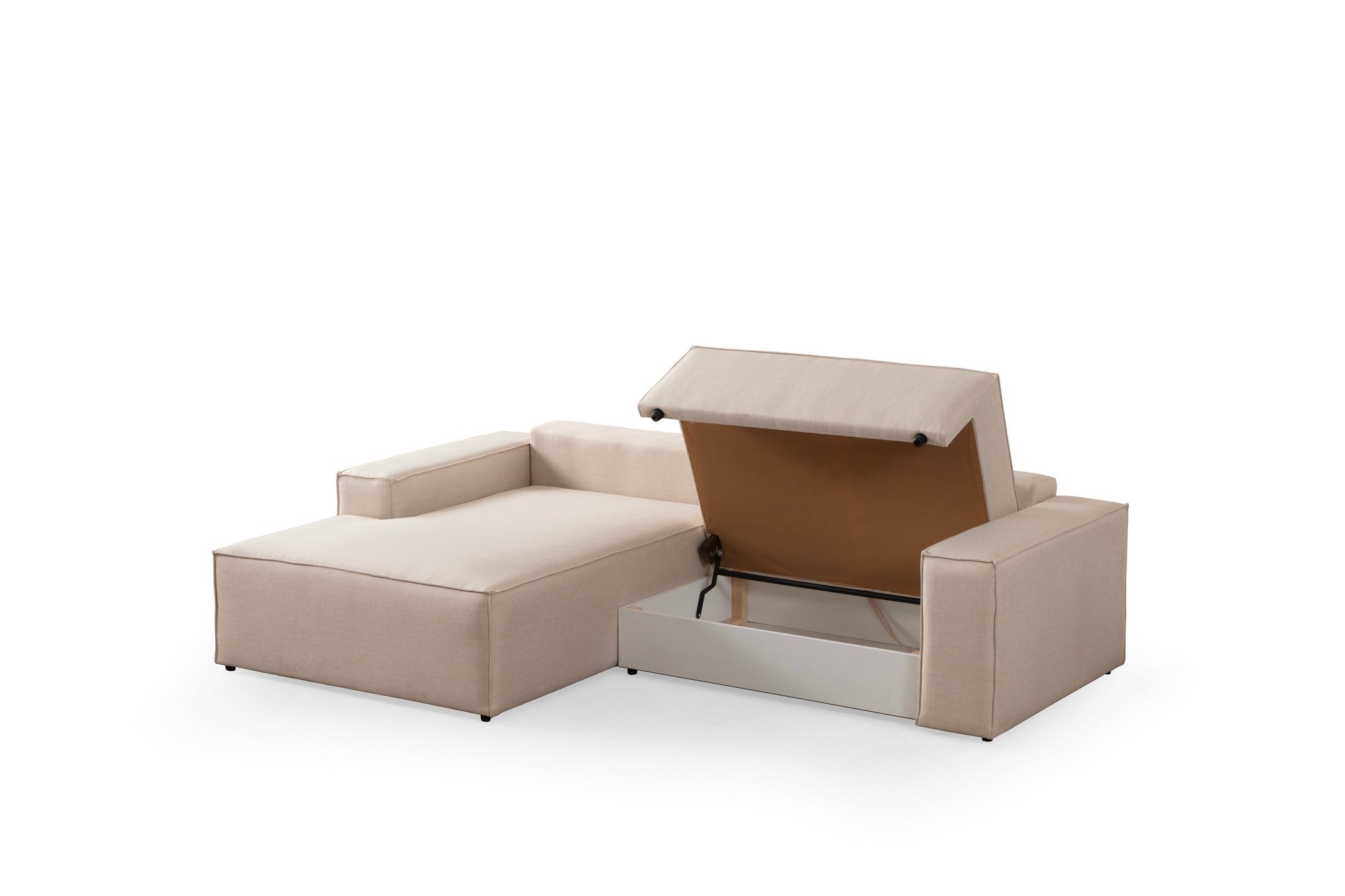 Pırlo Corner Left - Ecru in Ecru präsentiert im Onlineshop von KAQTU Design AG. Bettsofa ist von Atelier Del Sofa