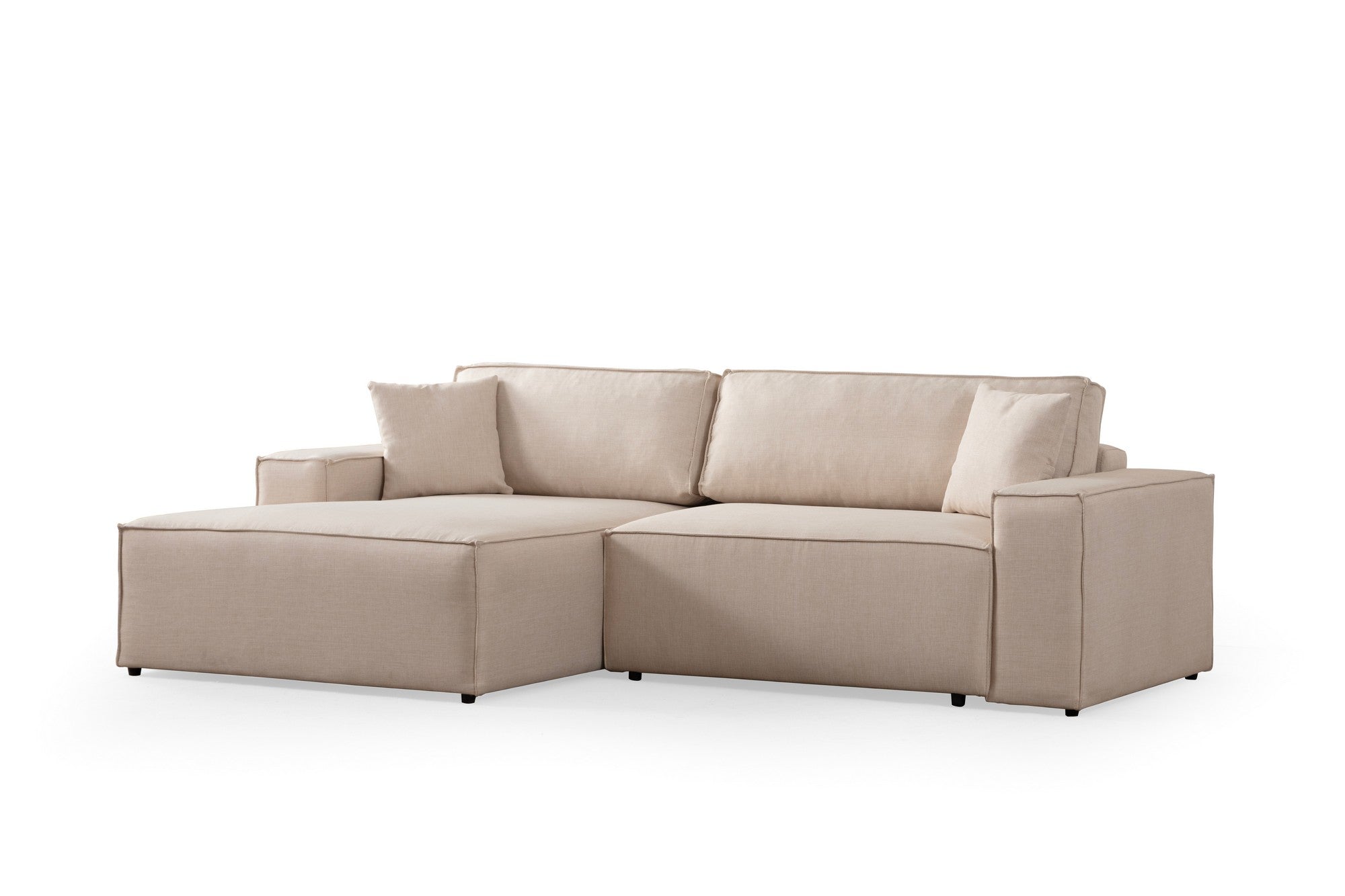 Pırlo Corner Left - Ecru in Ecru präsentiert im Onlineshop von KAQTU Design AG. Bettsofa ist von Atelier Del Sofa