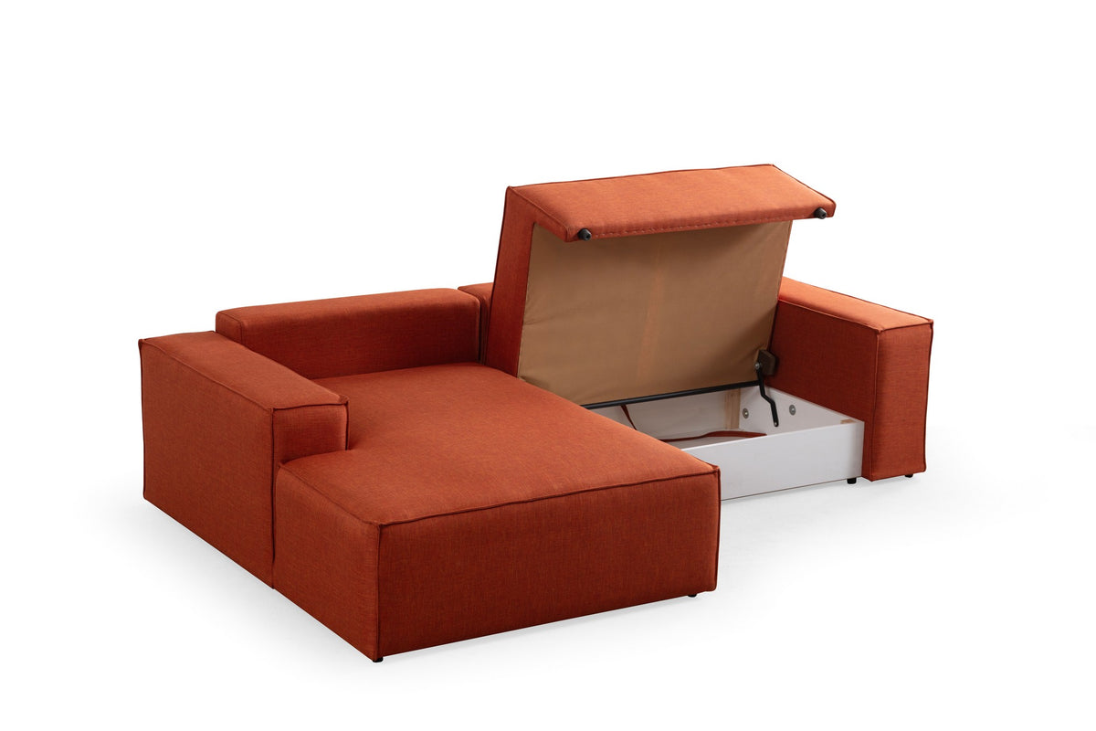 Pırlo Corner Left Bettsofa - Orange in Orange präsentiert im Onlineshop von KAQTU Design AG. Bettsofa links ist von Atelier Del Sofa