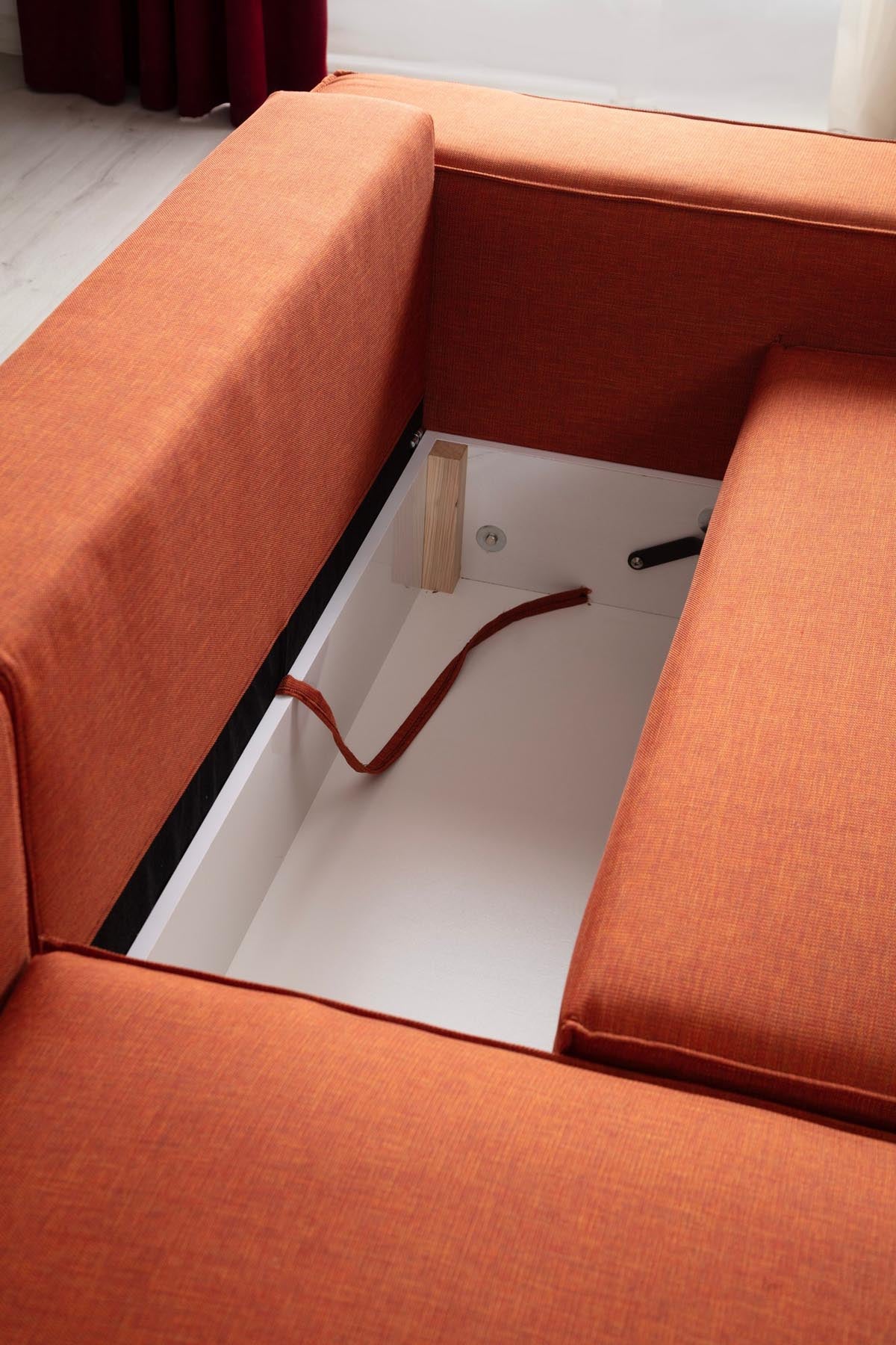 Pırlo Corner Left - Orange in Orange präsentiert im Onlineshop von KAQTU Design AG. Bettsofa ist von Atelier Del Sofa