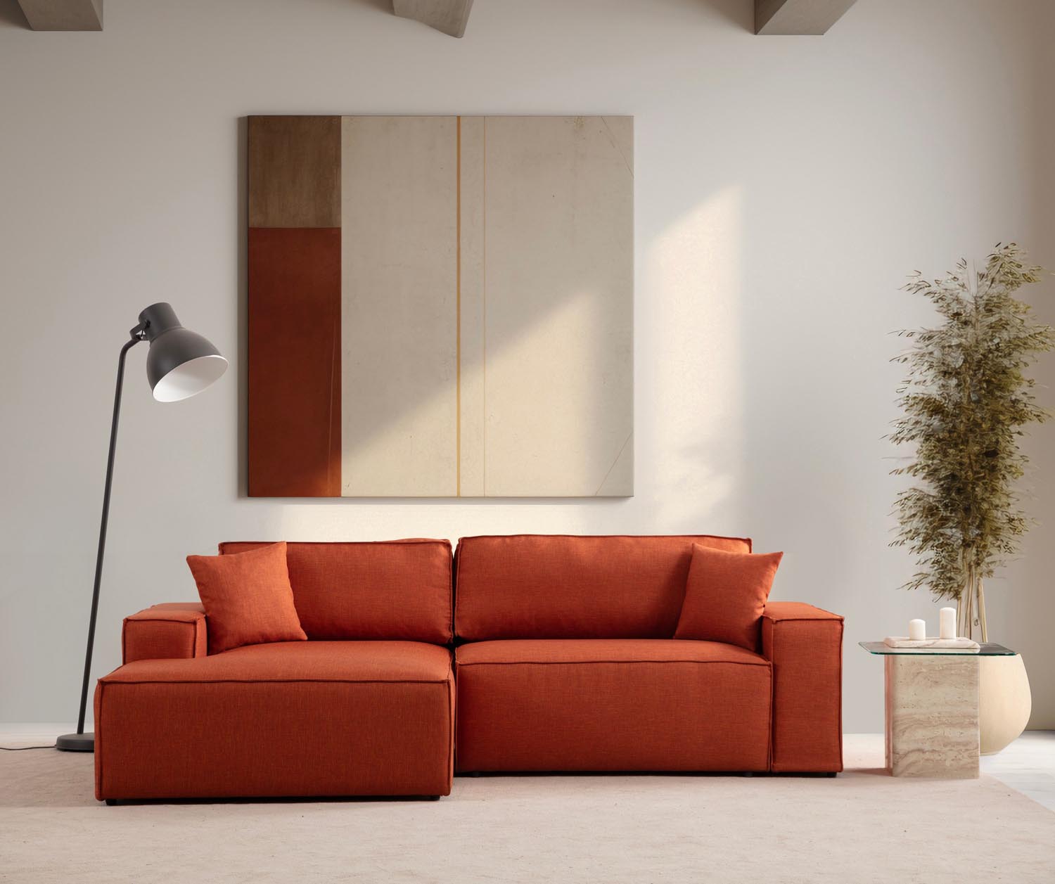 Pırlo Corner Left - Orange in Orange präsentiert im Onlineshop von KAQTU Design AG. Bettsofa ist von Atelier Del Sofa