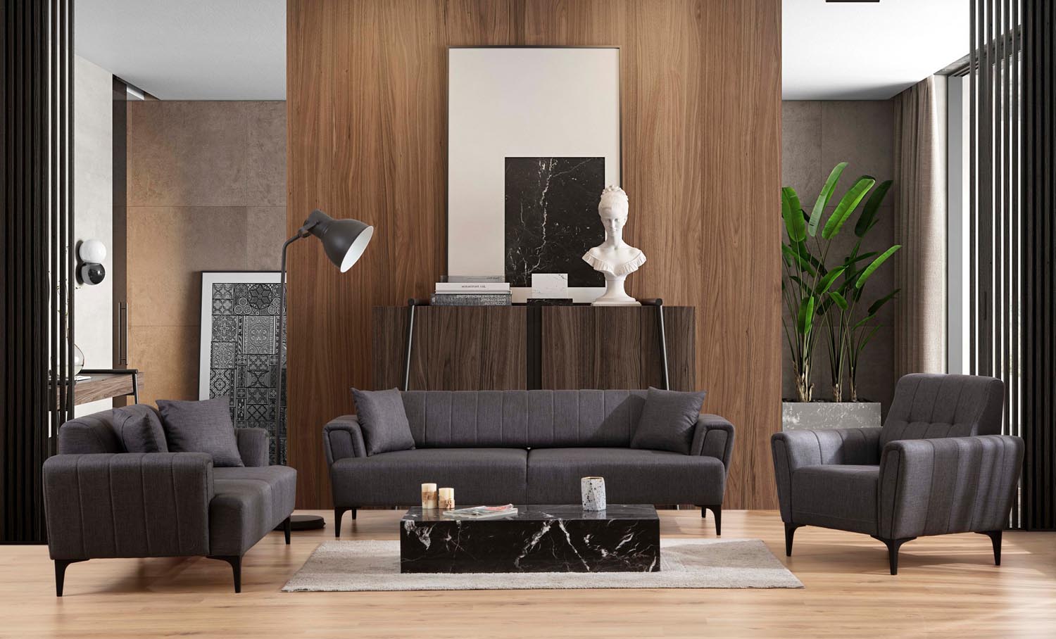 Hamlet - Dark Grey in Dunkelgrau präsentiert im Onlineshop von KAQTU Design AG. Modulares Sofa ist von Atelier Del Sofa