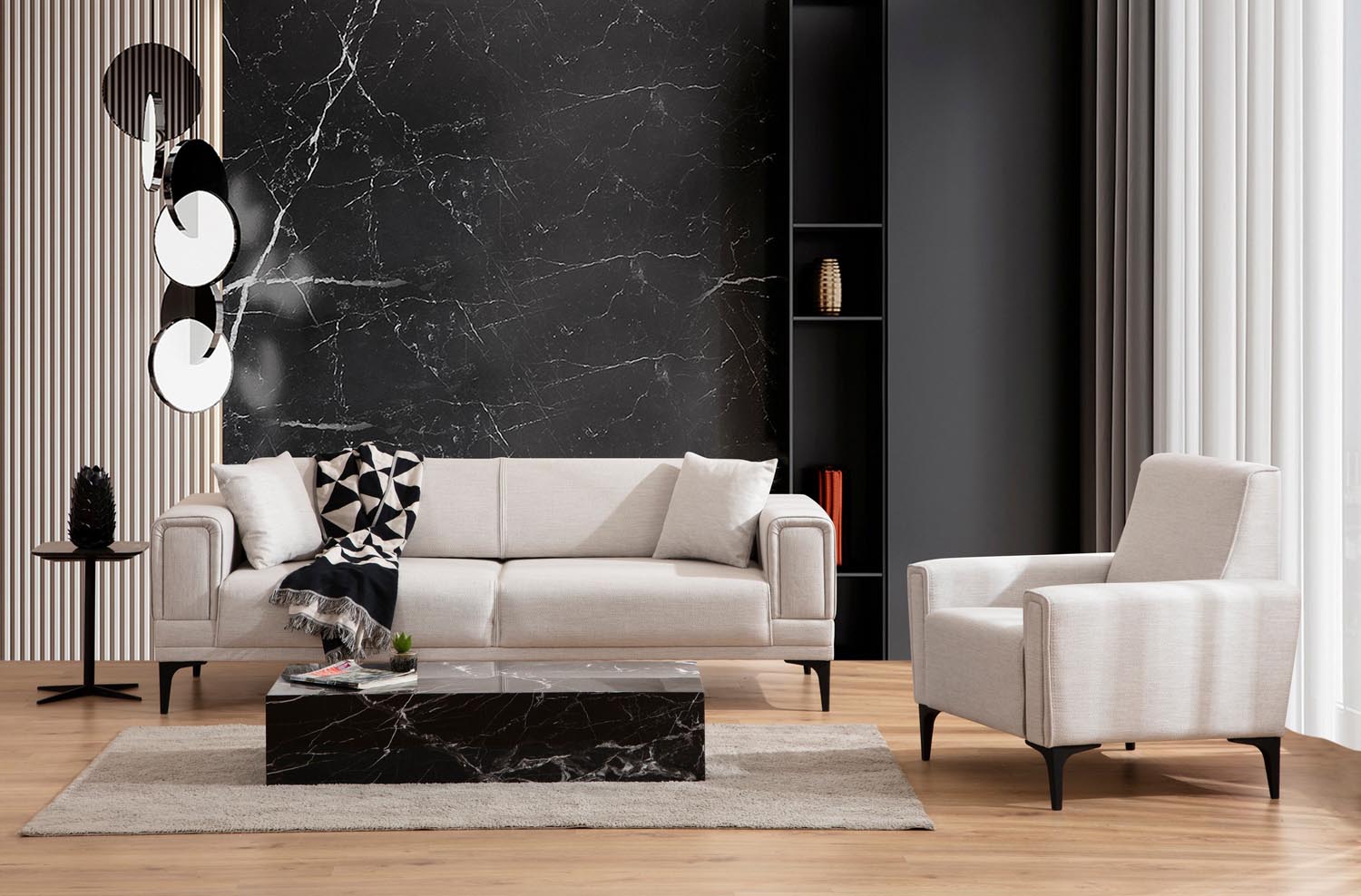 Horizon - Ecru in Ecru präsentiert im Onlineshop von KAQTU Design AG. Modulares Sofa ist von Atelier Del Sofa