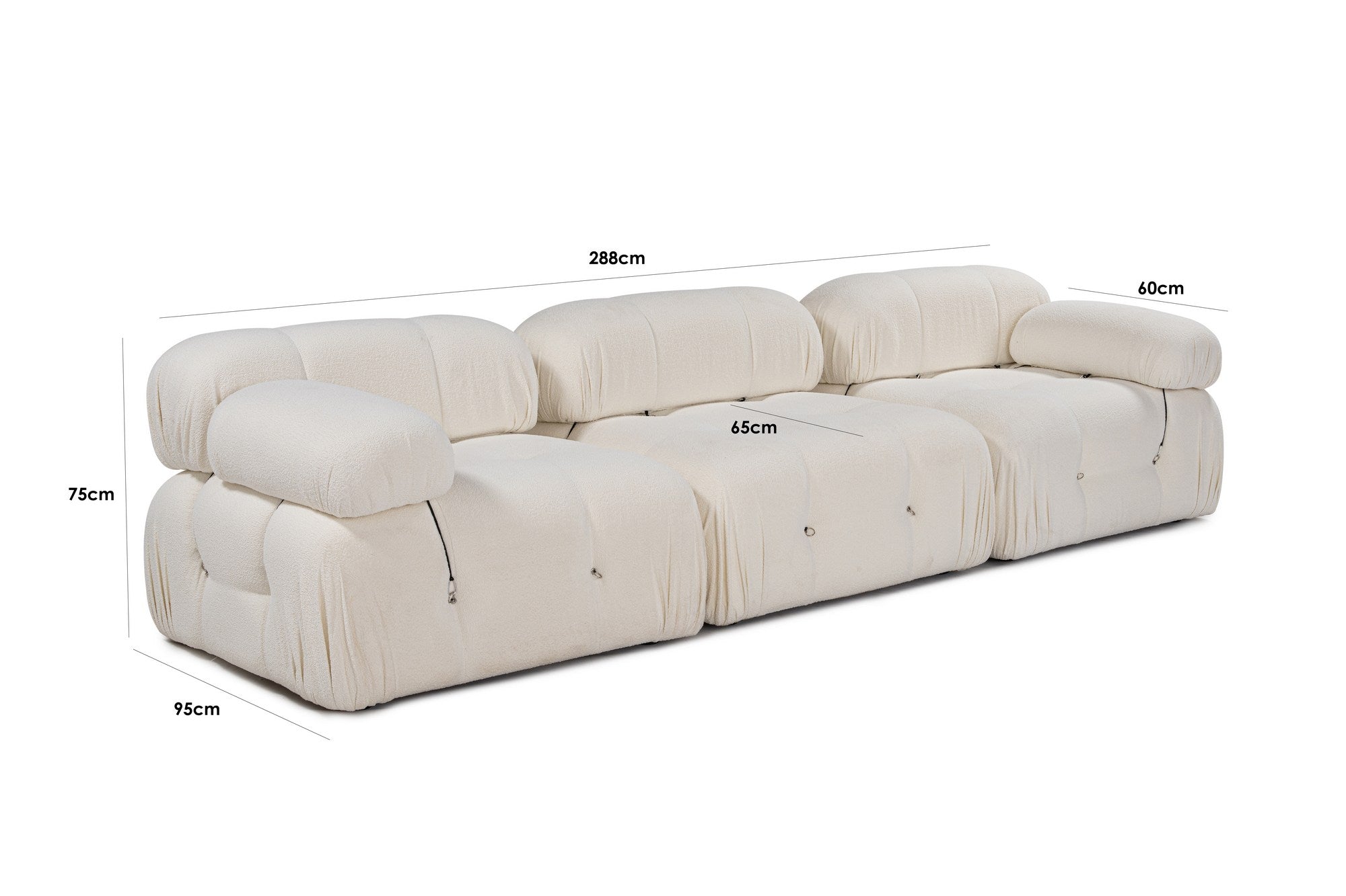 Bubble 3 Seater ( L1-O1-1R) V2 - Bouclette in Weiss präsentiert im Onlineshop von KAQTU Design AG. 3er Sofa ist von Atelier Del Sofa