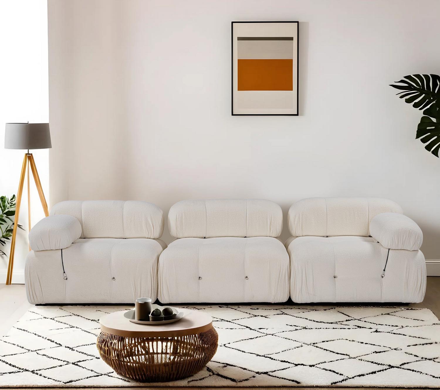 Bubble 3 Seater ( L1-O1-1R) V2 - Bouclette in Weiss präsentiert im Onlineshop von KAQTU Design AG. 3er Sofa ist von Atelier Del Sofa