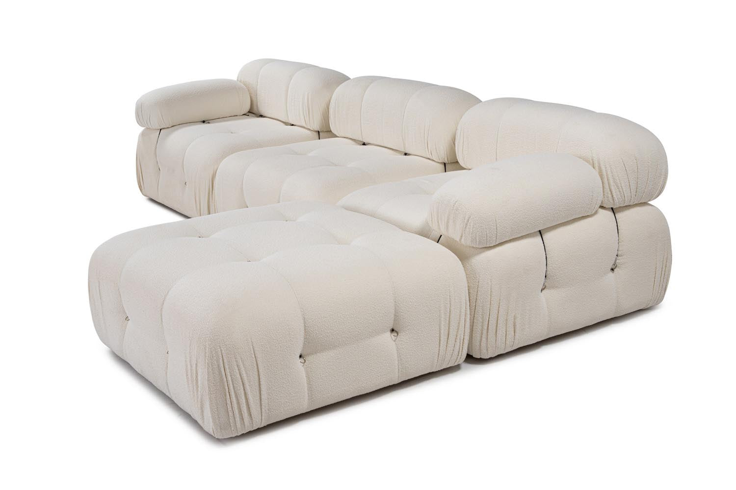 Bubble Beige L1-O1-1R-PUF in Weiss präsentiert im Onlineshop von KAQTU Design AG. Ecksofa ist von Atelier Del Sofa